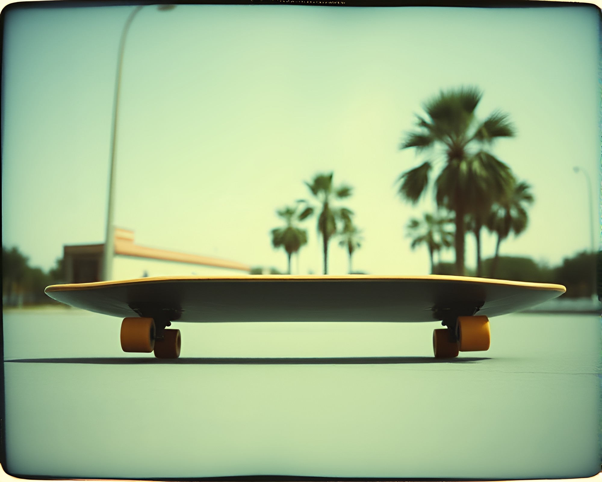 Vintage Polaroid: Skateboarder in Sumi-e Style – free AI stock image