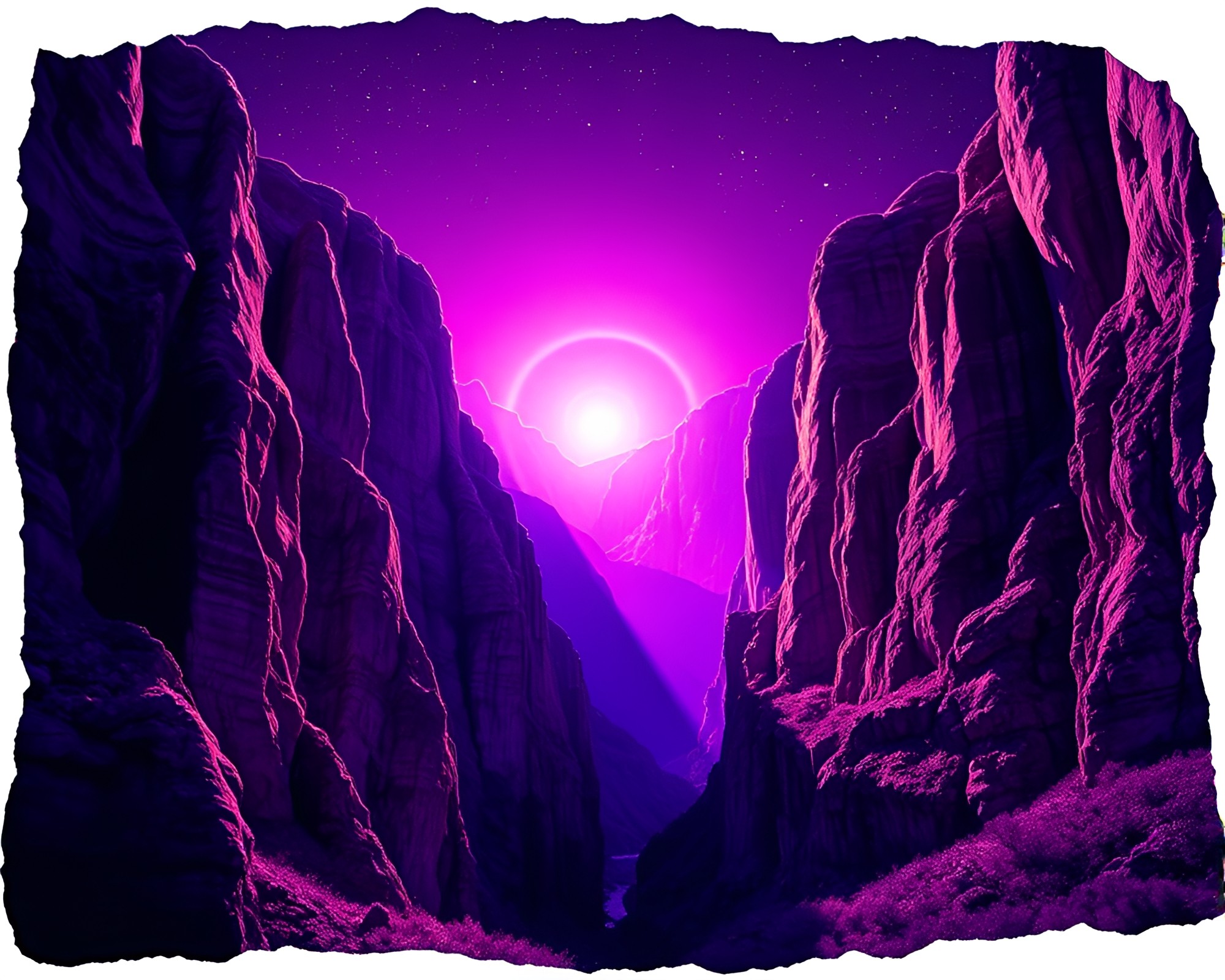 Ethereal Canyon Rift with Torn Violet Edges – free AI stock image