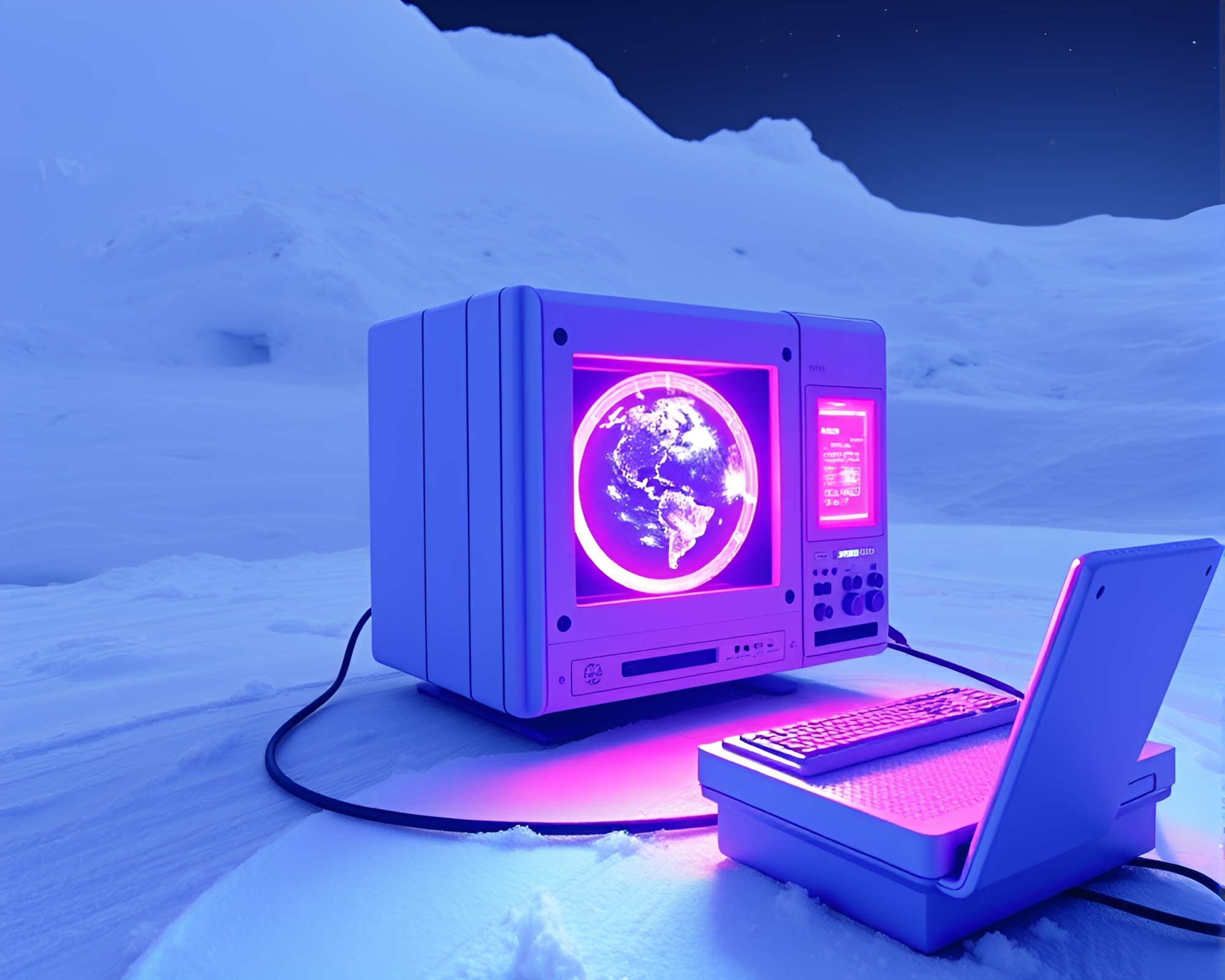 Quantum Computer Study in Antarctic Whiteout – free AI stock image