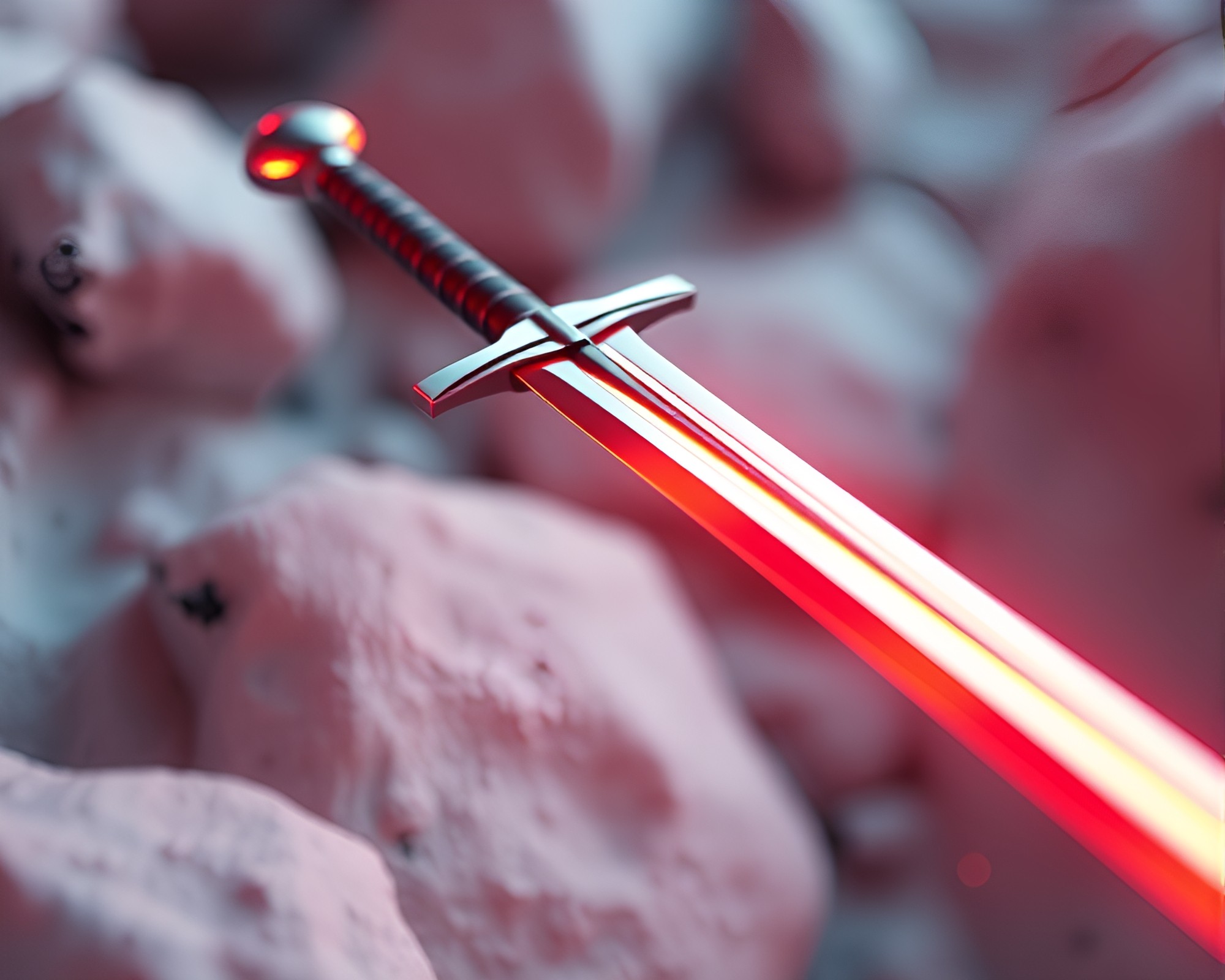 Mystical Sword Focus Stacking in Low-Poly 3D – free AI stock image
