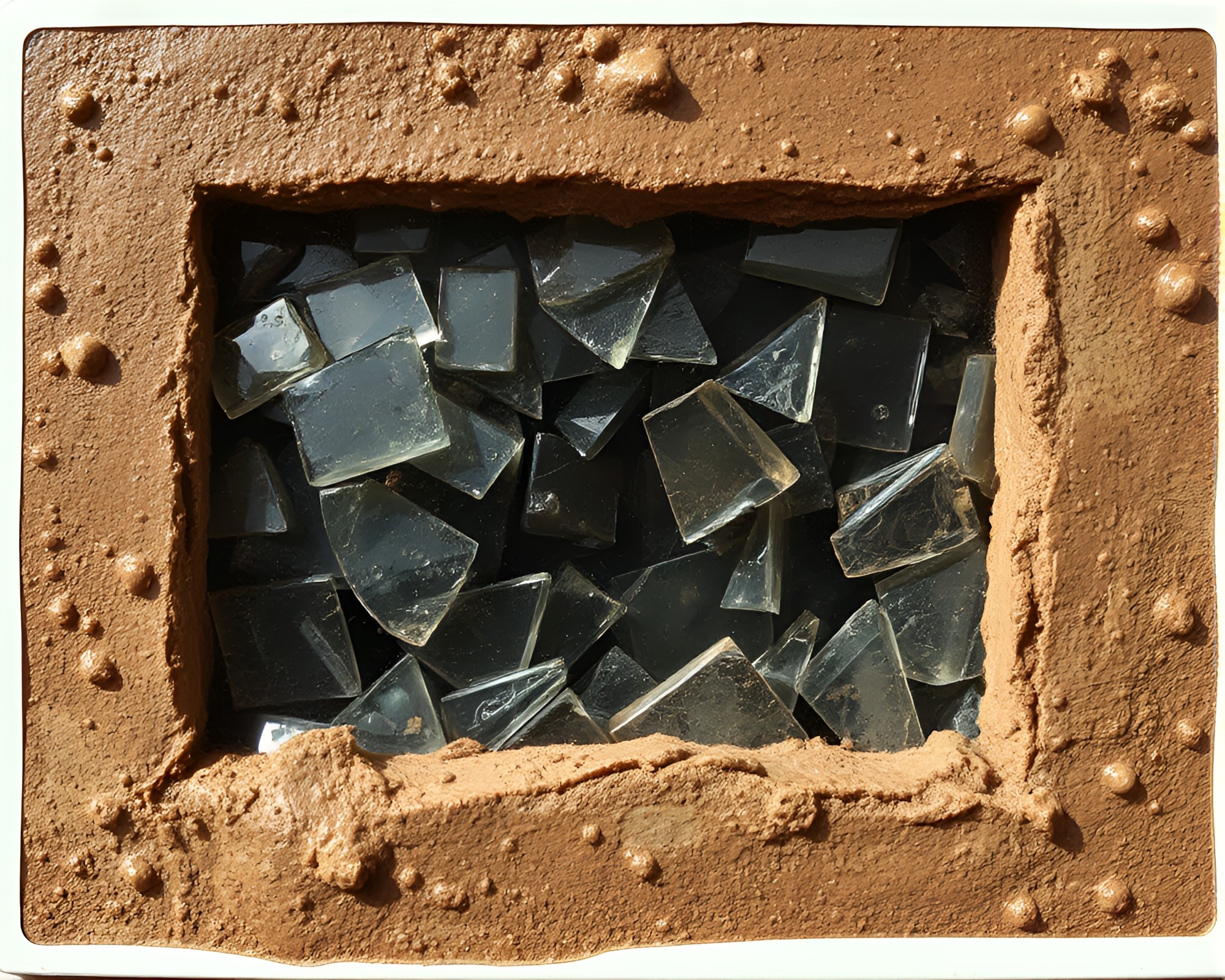 Intricate Mud Hut Collage with Glass Shards – free AI stock image