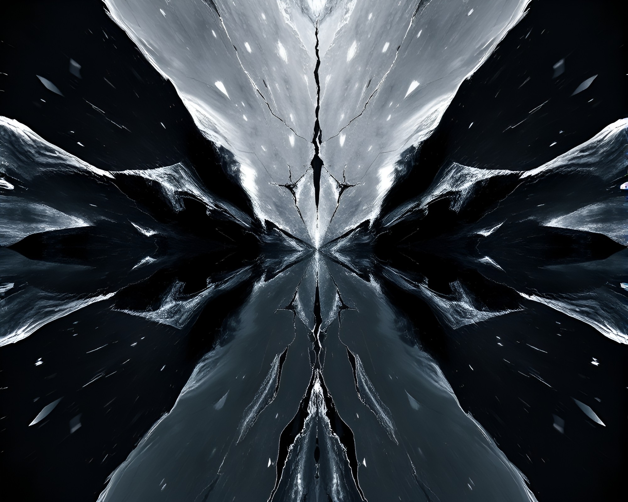 Glistening Ice Cracks: Graphite Kaleidoscope – free AI stock image