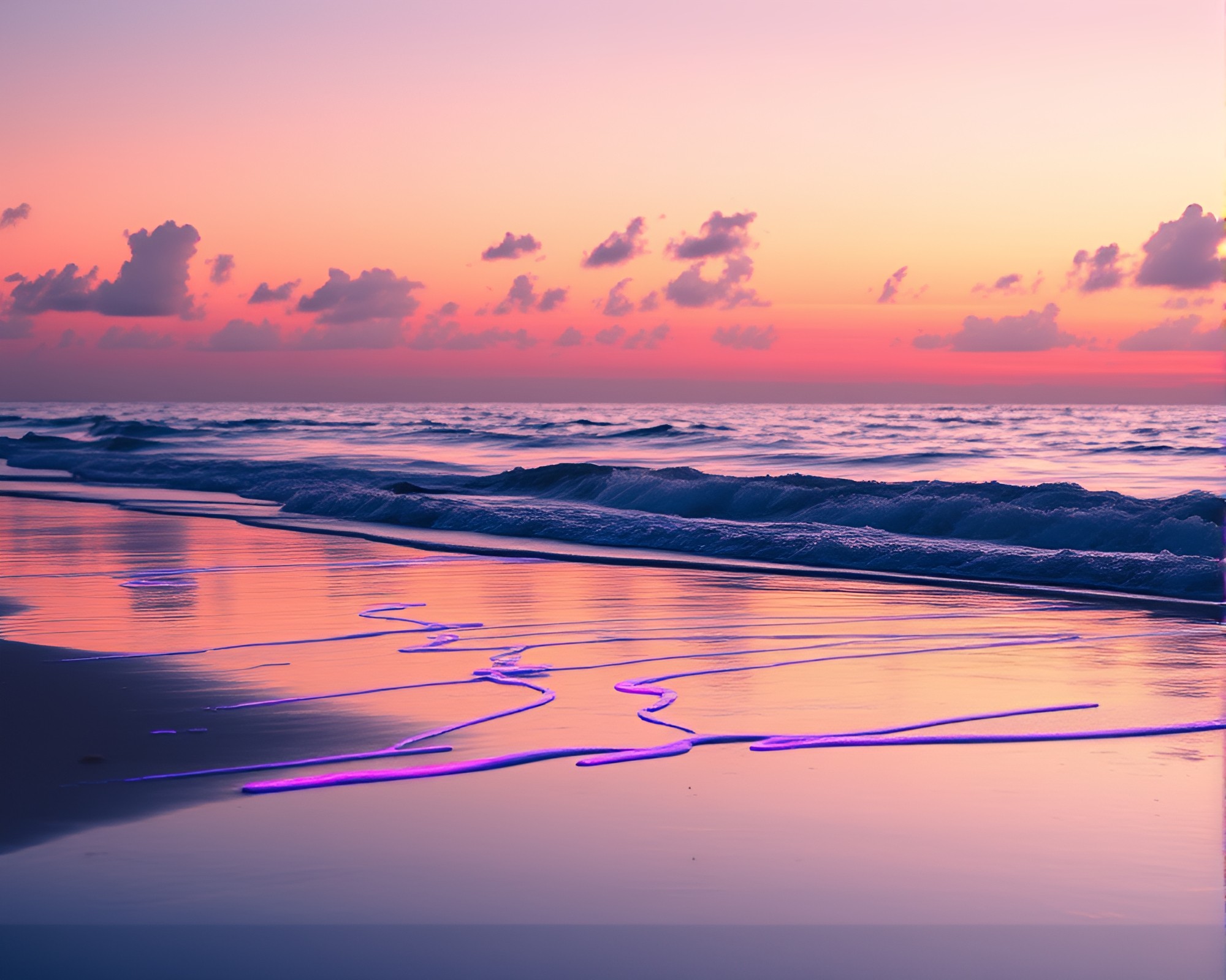 Phosphorescent Beach Minimalist Design with Spray Paint Drips – free AI stock image