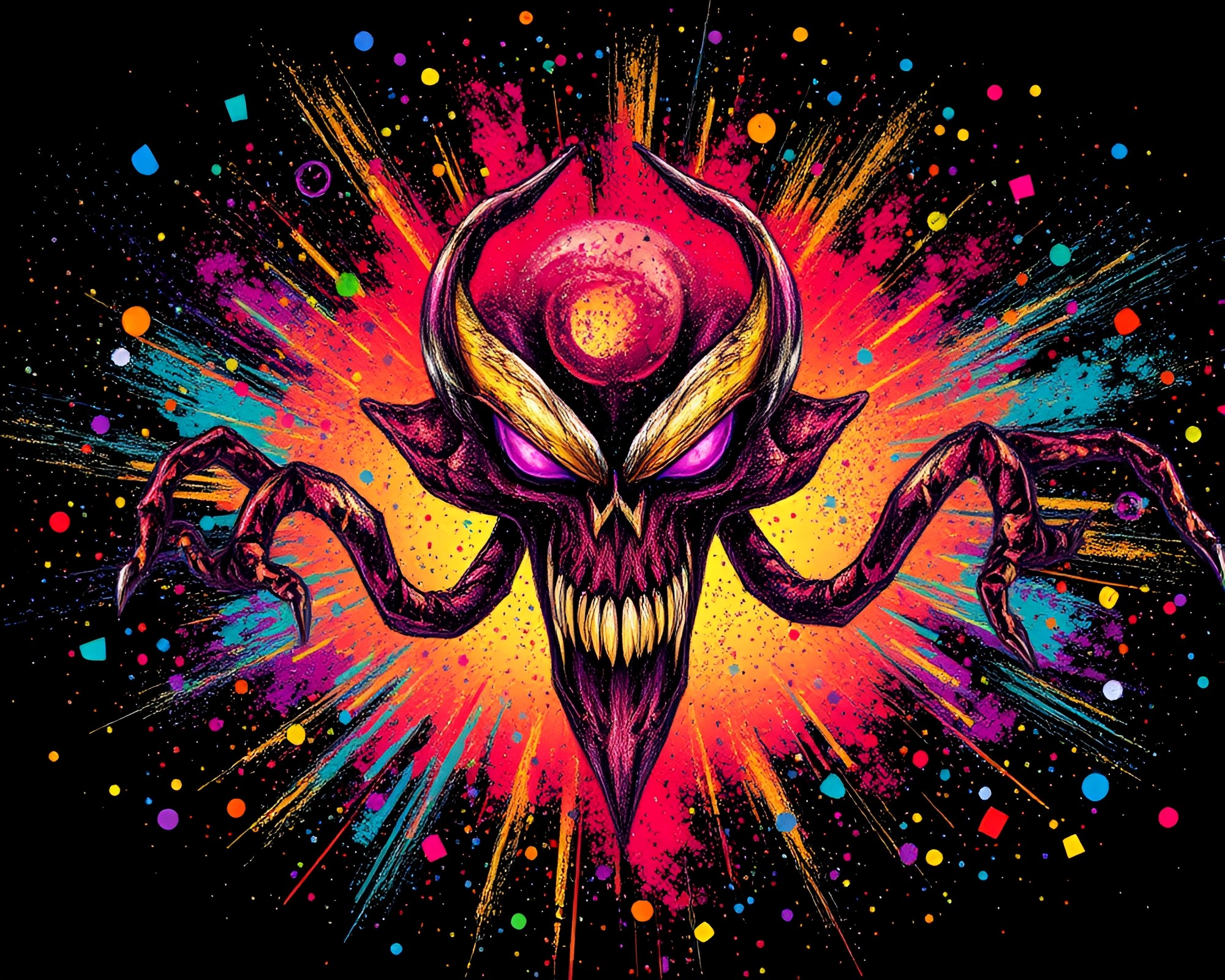 Kraken Graffiti Explosion in Confetti Street Art – free AI stock image