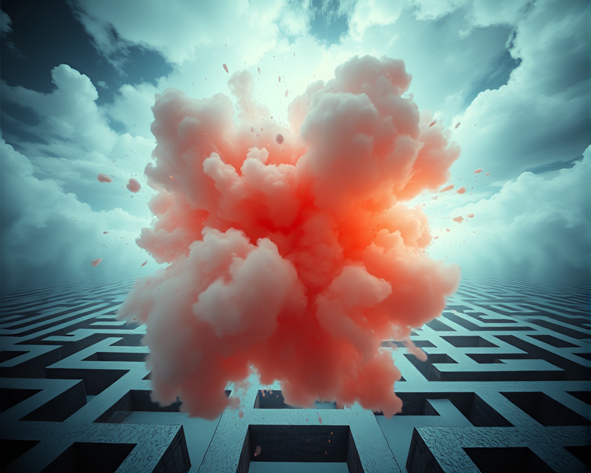 Explosive Mirror Maze Écorché Study – free AI stock image