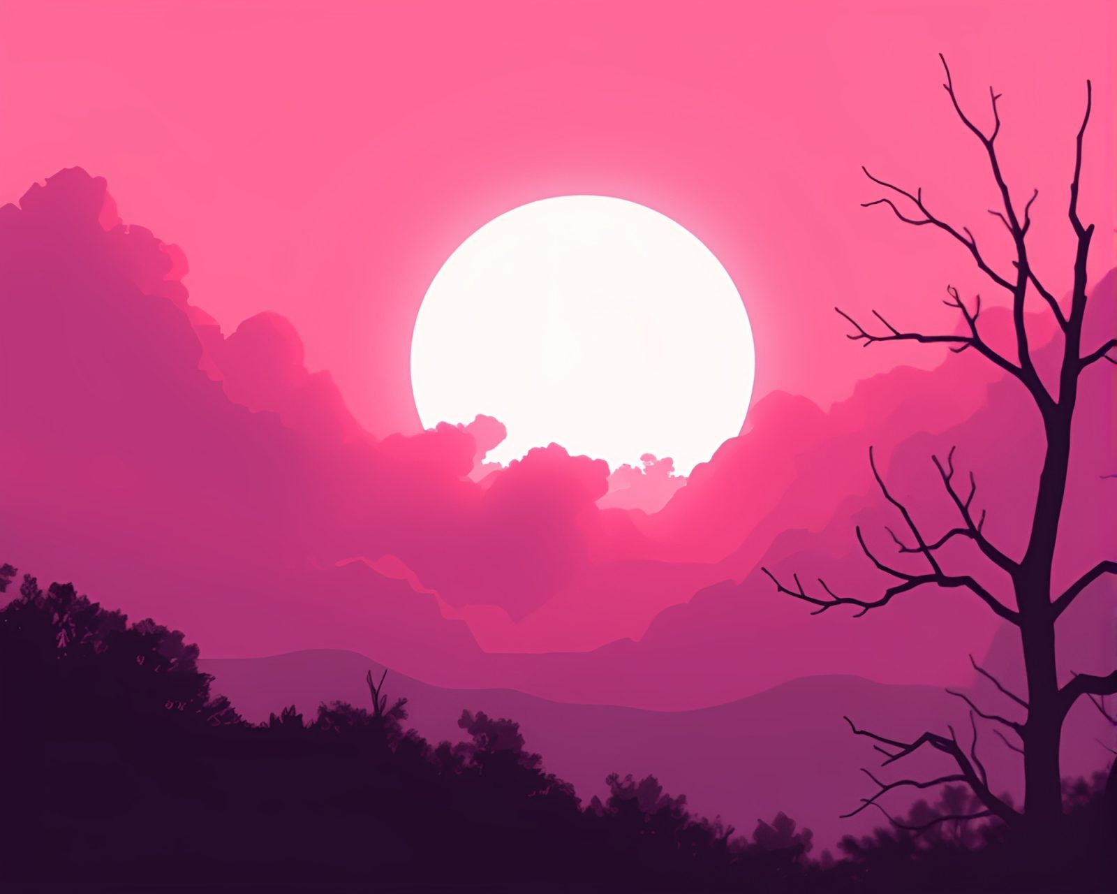 Backlit silhouette dancing in surreal pixelated dream landscape