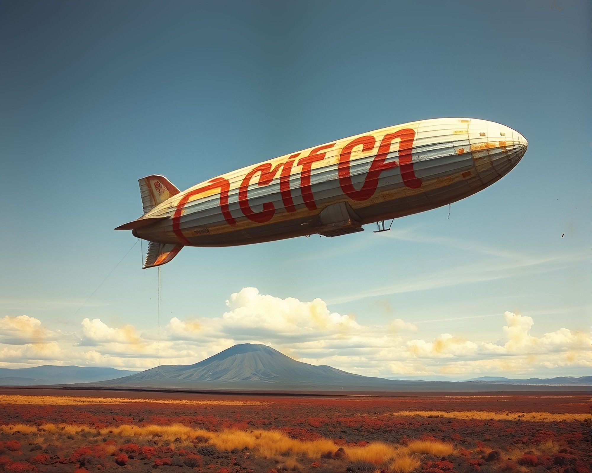 Ethereal Zeppelin amidst Volcanic Ash Skies – free AI stock image
