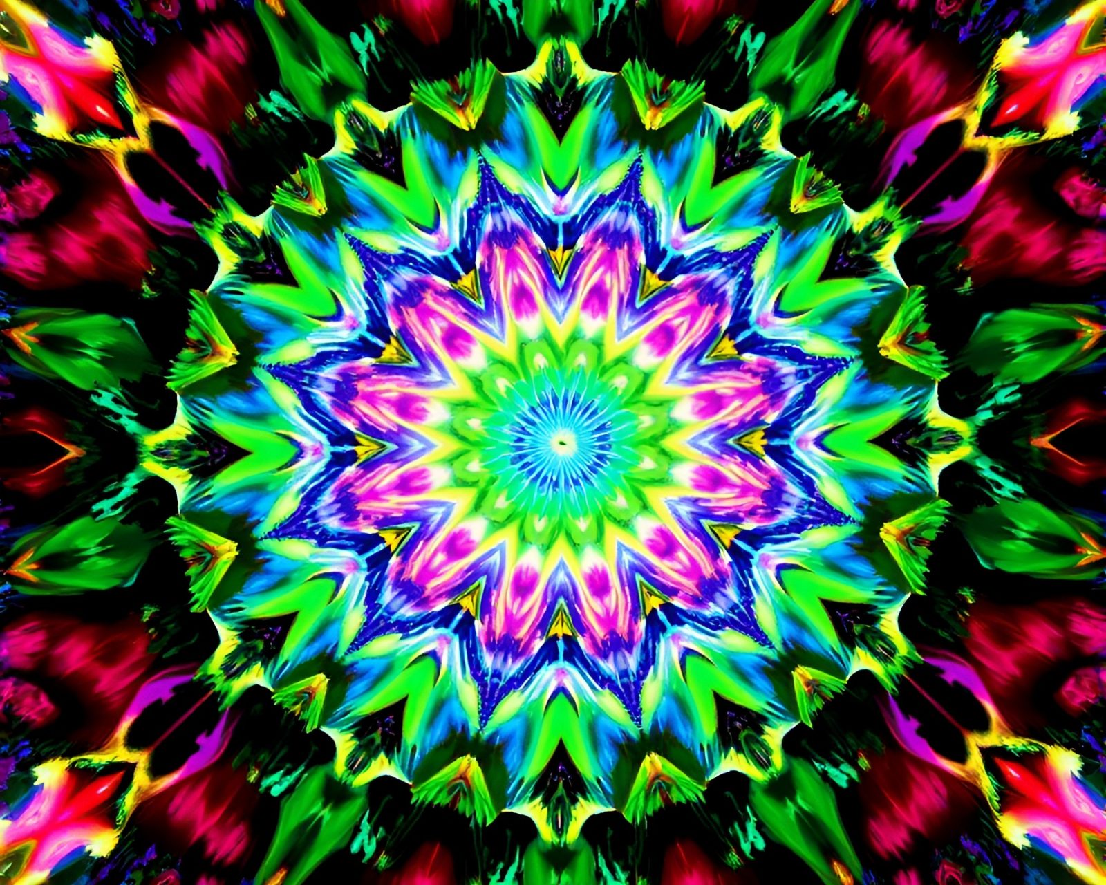 Vibrant fantasy illustration of a banshee in kaleidoscope colors