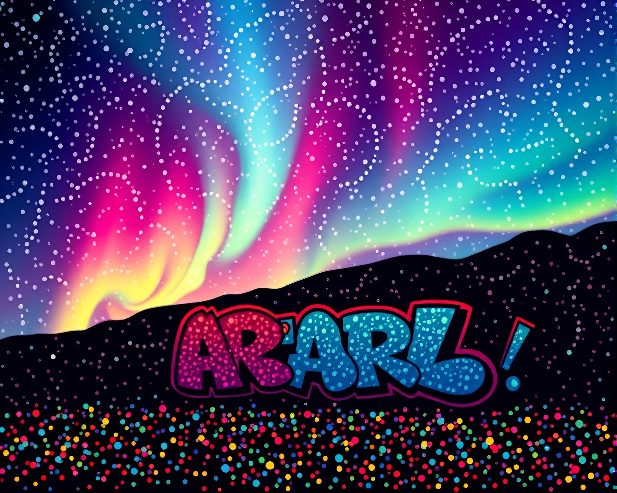 Aurora Borealis Graffiti: Pointillist Dream – free AI stock image
