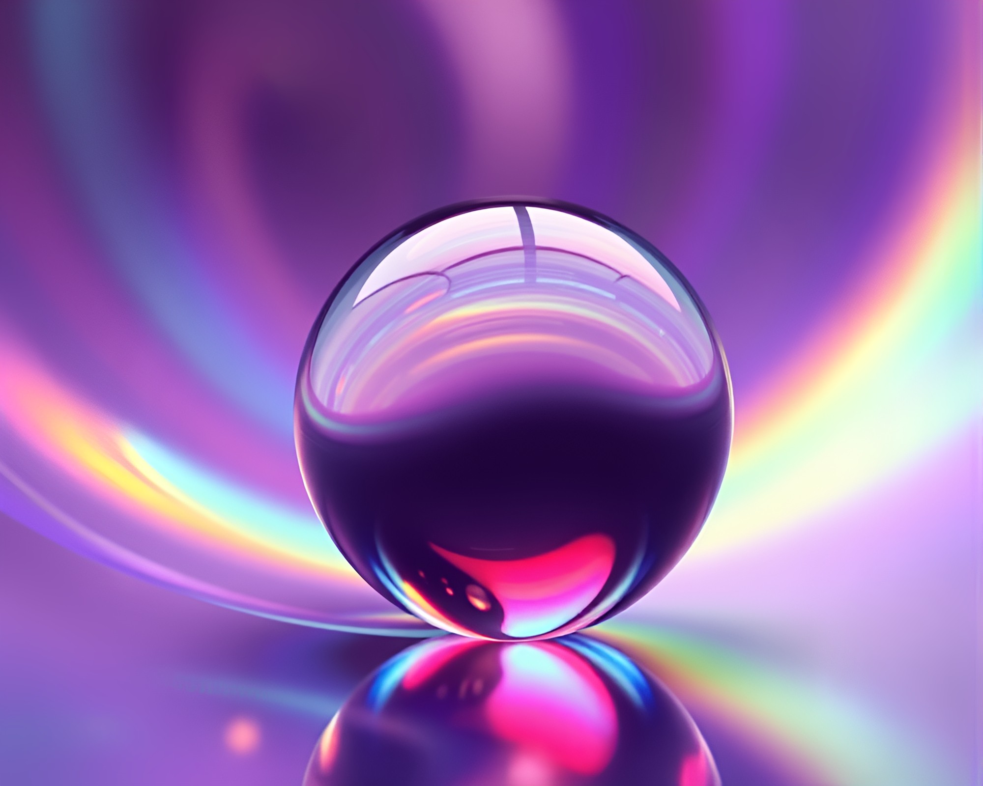 Glass Orb Spiral in Surreal Color Shift – free AI stock image