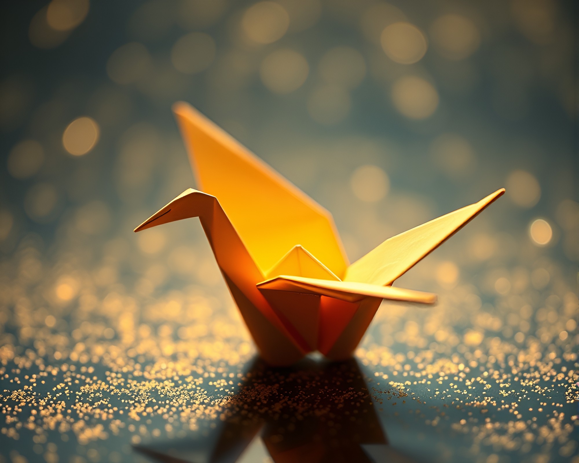 Close-up Origami Crane in Dust Motes Light – free AI stock image