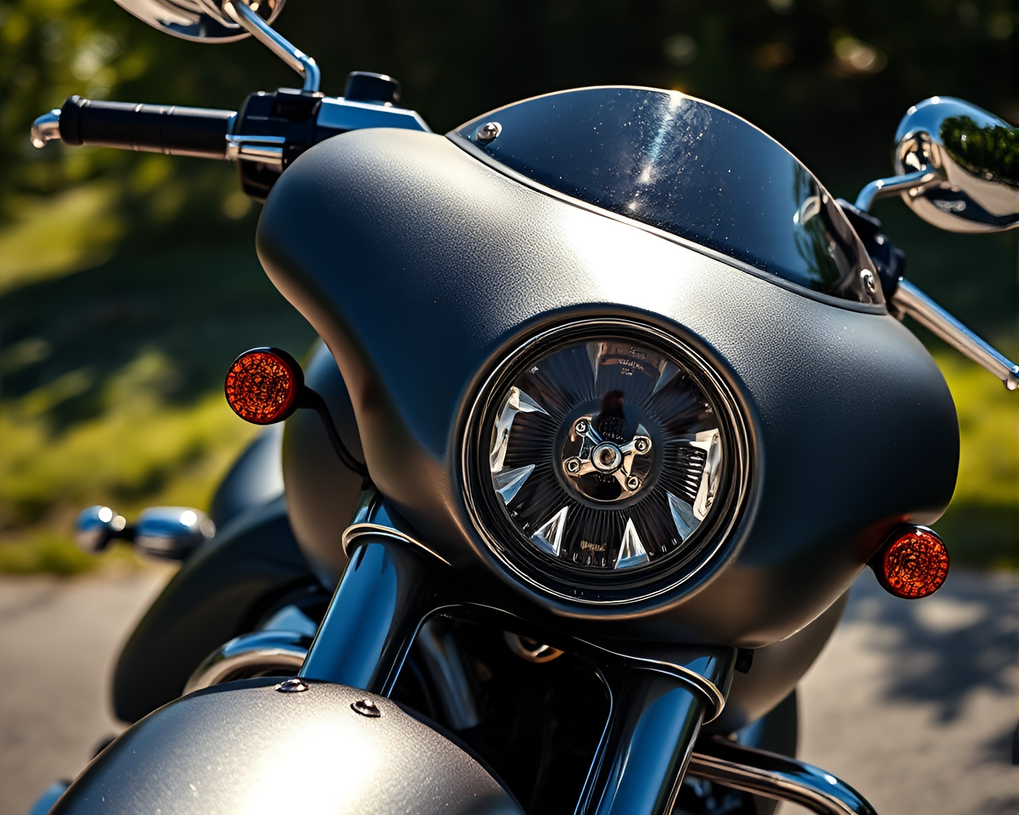 Surreal Motorcycle Sunset Glare – free AI stock image