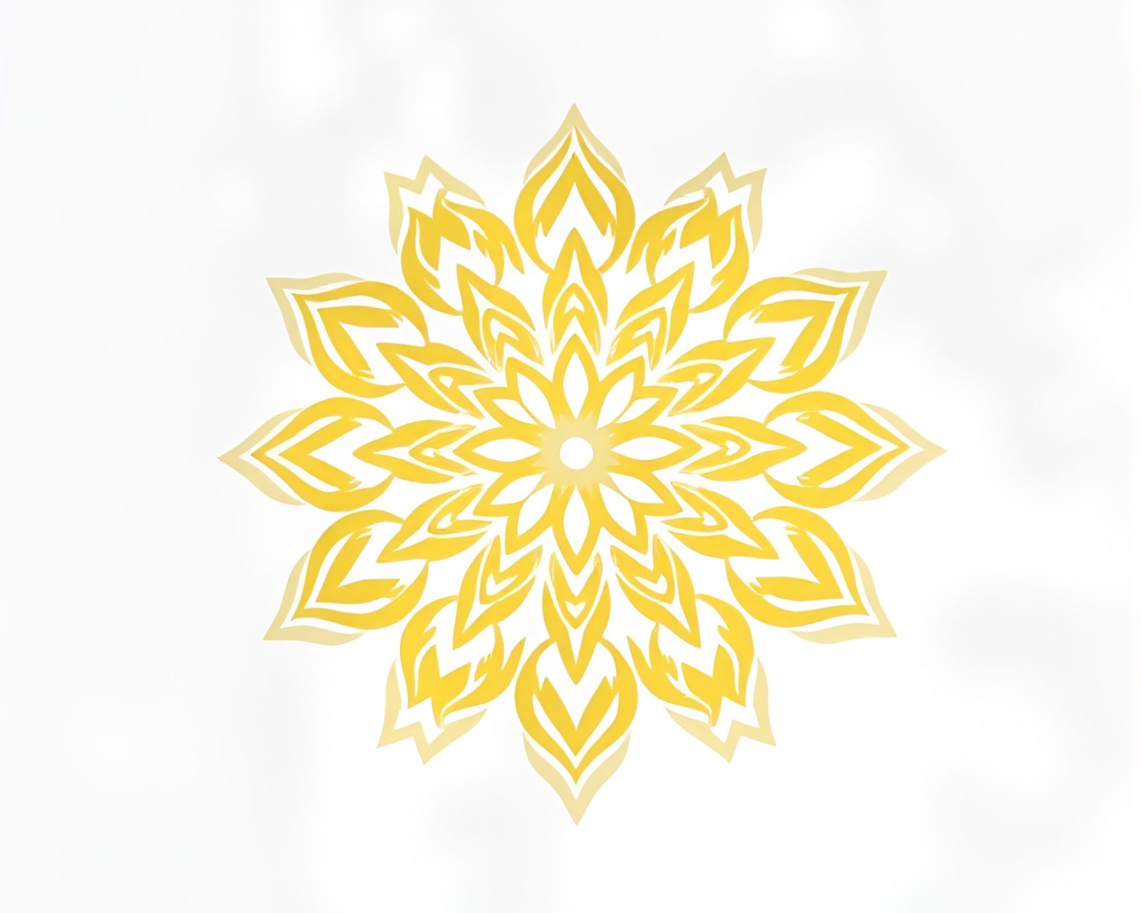 Vivid lemon yellow botanical mandala with intricate stencil shadows