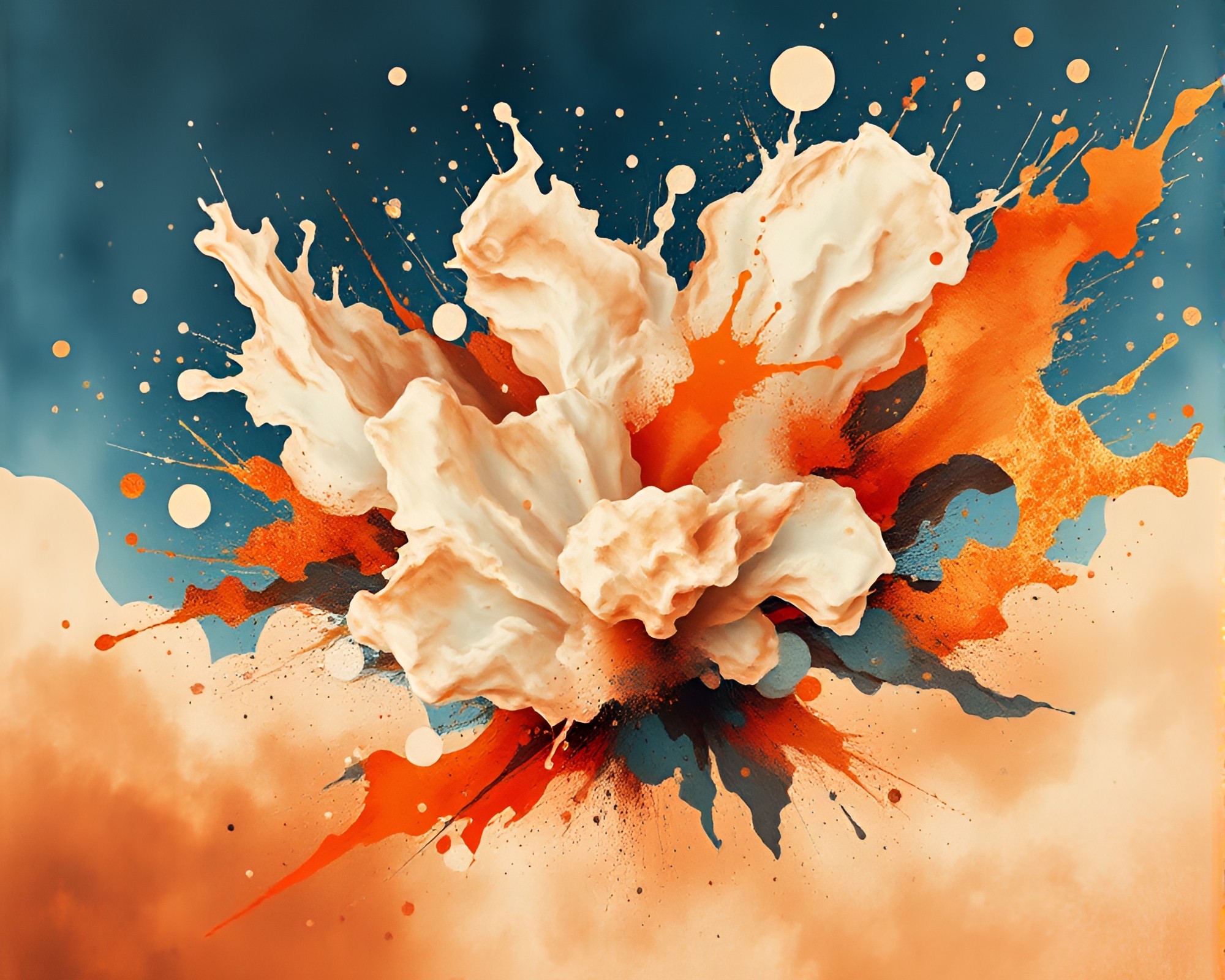 Glacier explosion: Copper Splatter Art – free AI stock image