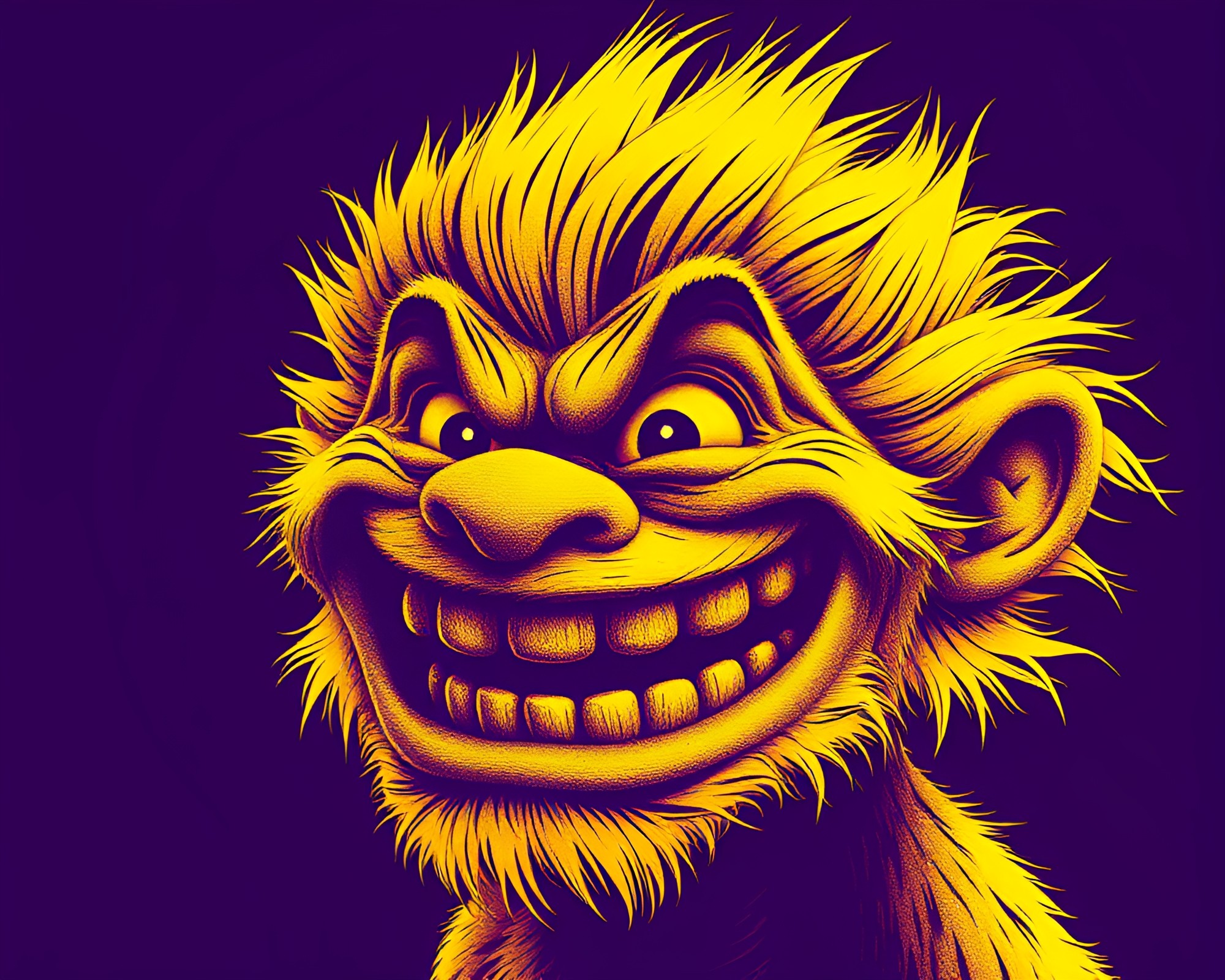 Troll in Mustard Halftone Grid – free AI stock image
