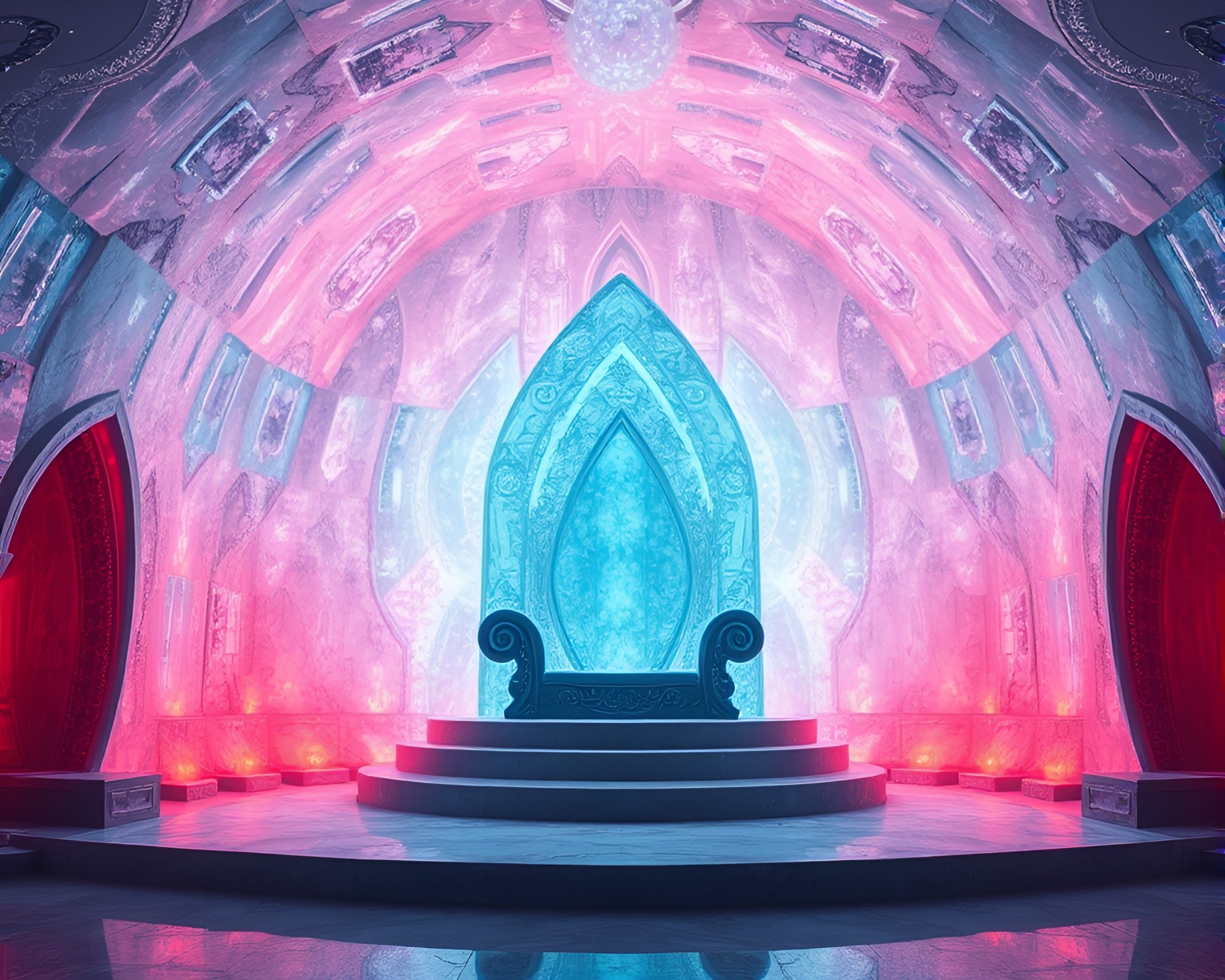 Glass Igloo Throne Room in Underpainting Style – free AI stock image