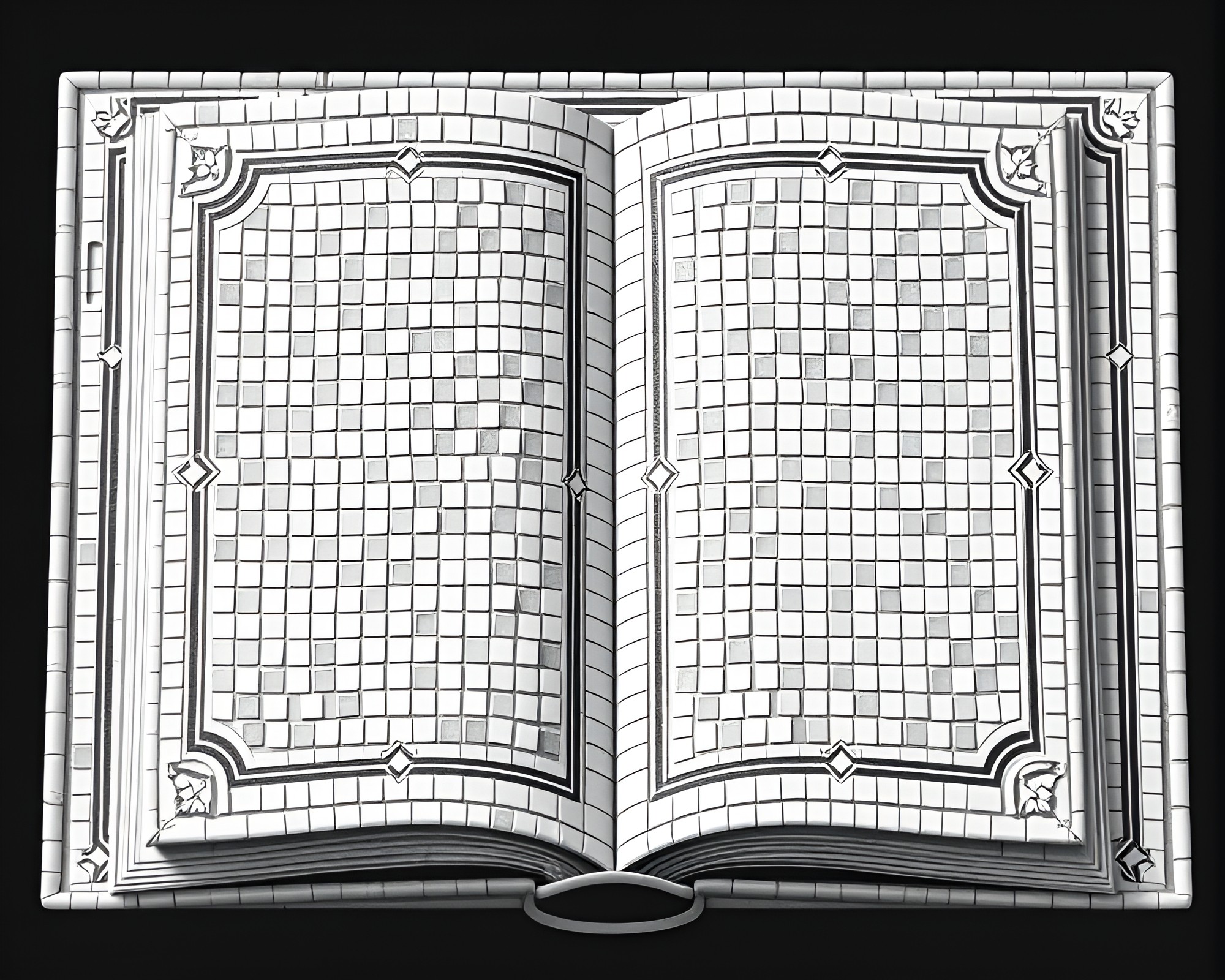 Enchanted Book Halftone Mosaic in Ivory White Light – free AI stock image