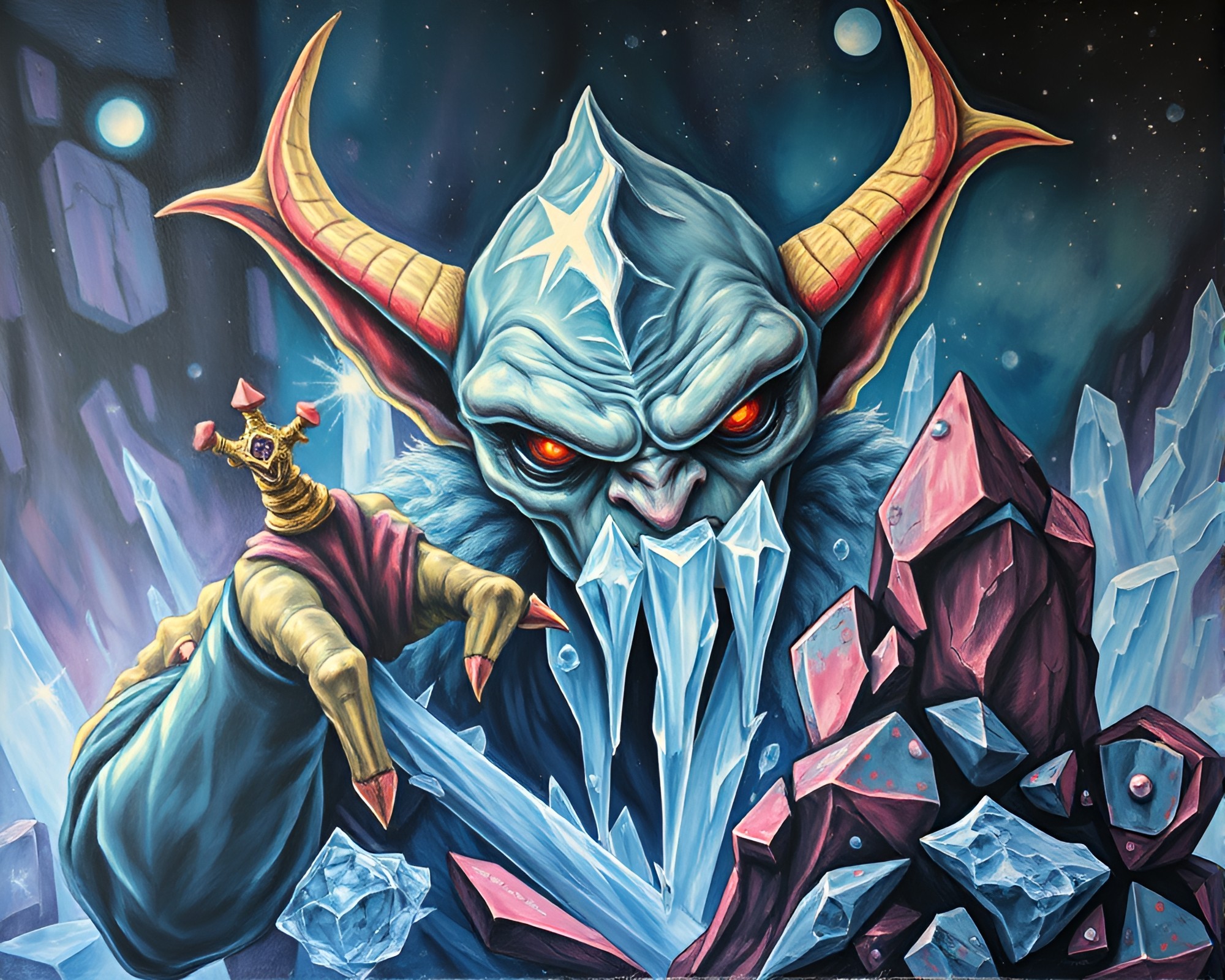 Goblin Ice Crystals Mural Painting – free AI stock image