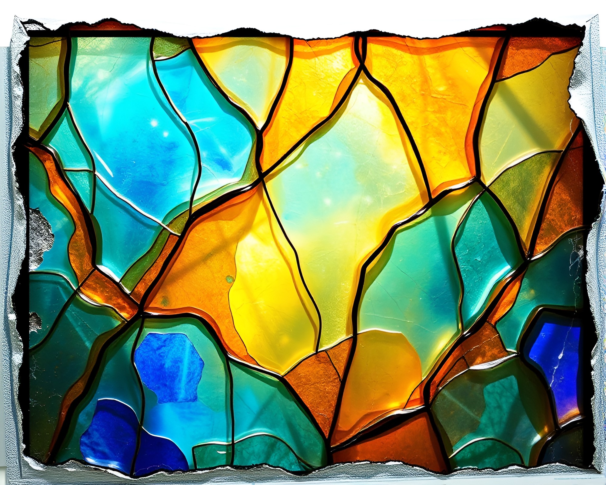 Ethereal Stained-Glass Kinetic Art Installation – free AI stock image
