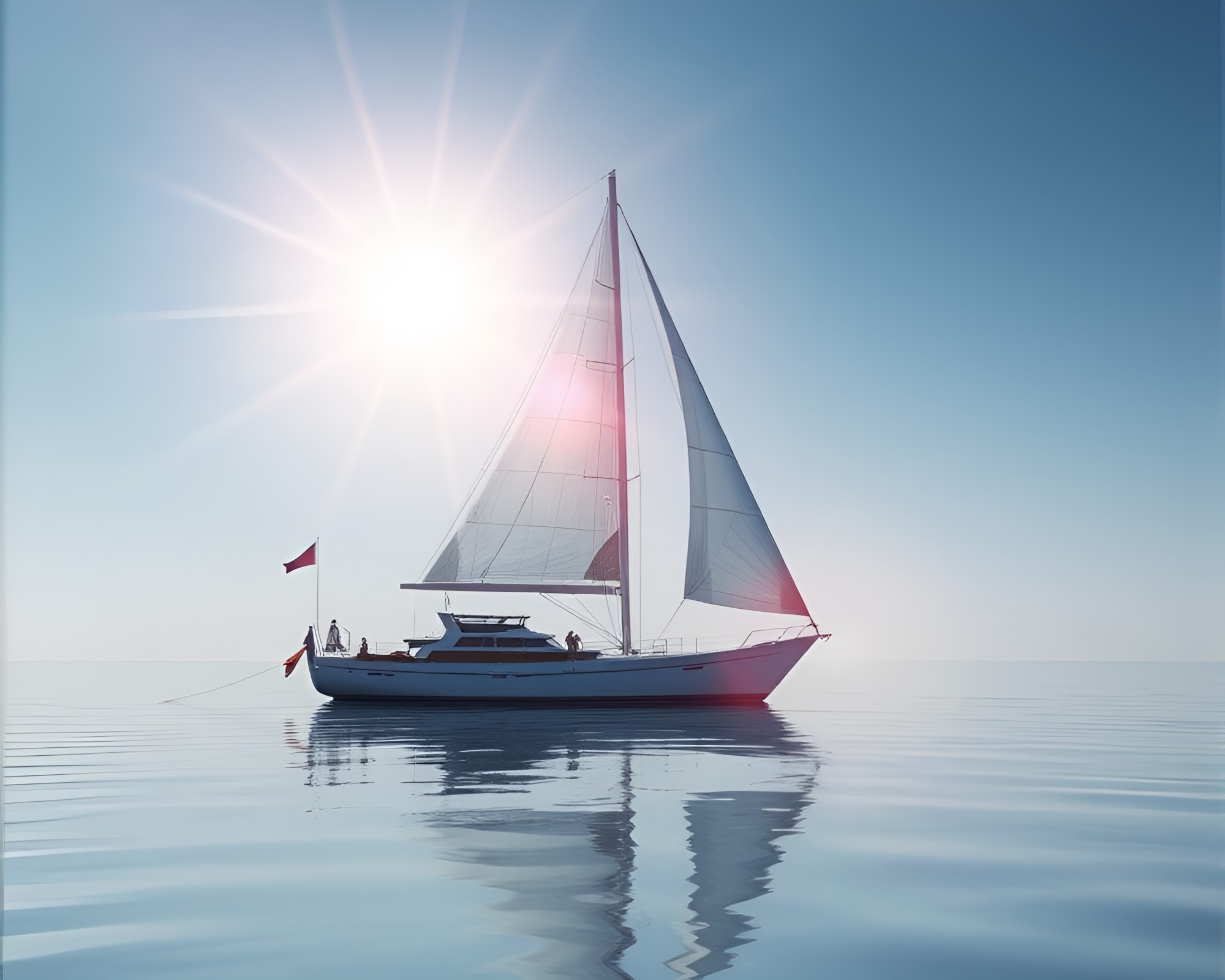 Minimalist Solar Sailboat Glowing in Bright Neural Style – free AI stock image