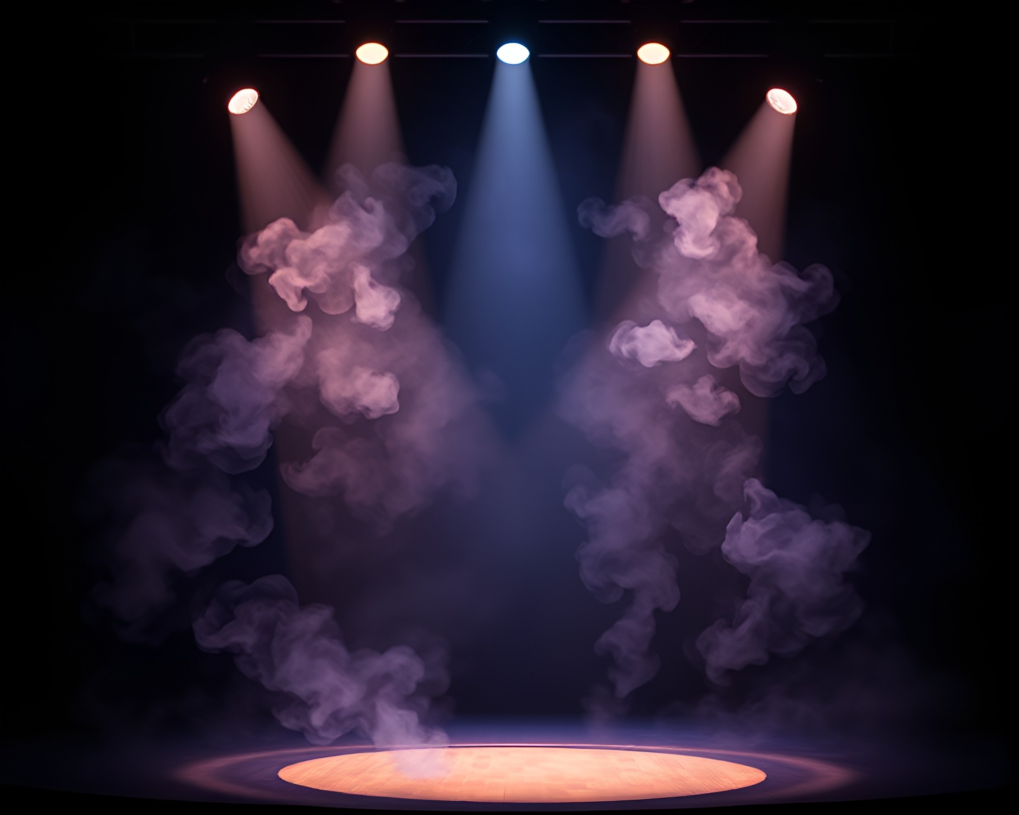 Ethereal Peacock Feathers in Smoke Ring Spotlight – free AI stock image