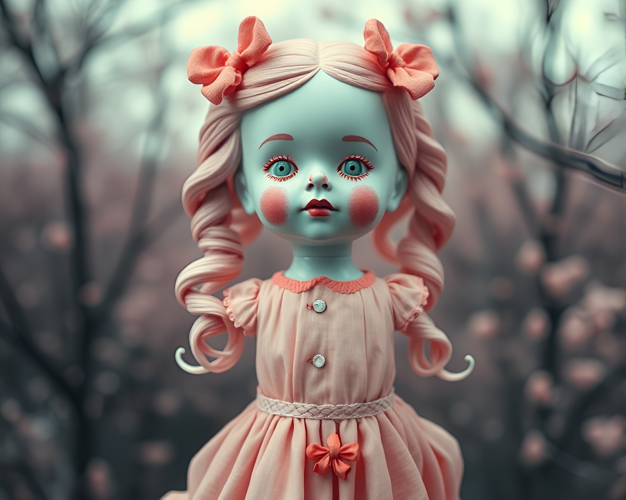Infrared Porcelain Doll in Asymmetrical Balance – free AI stock image