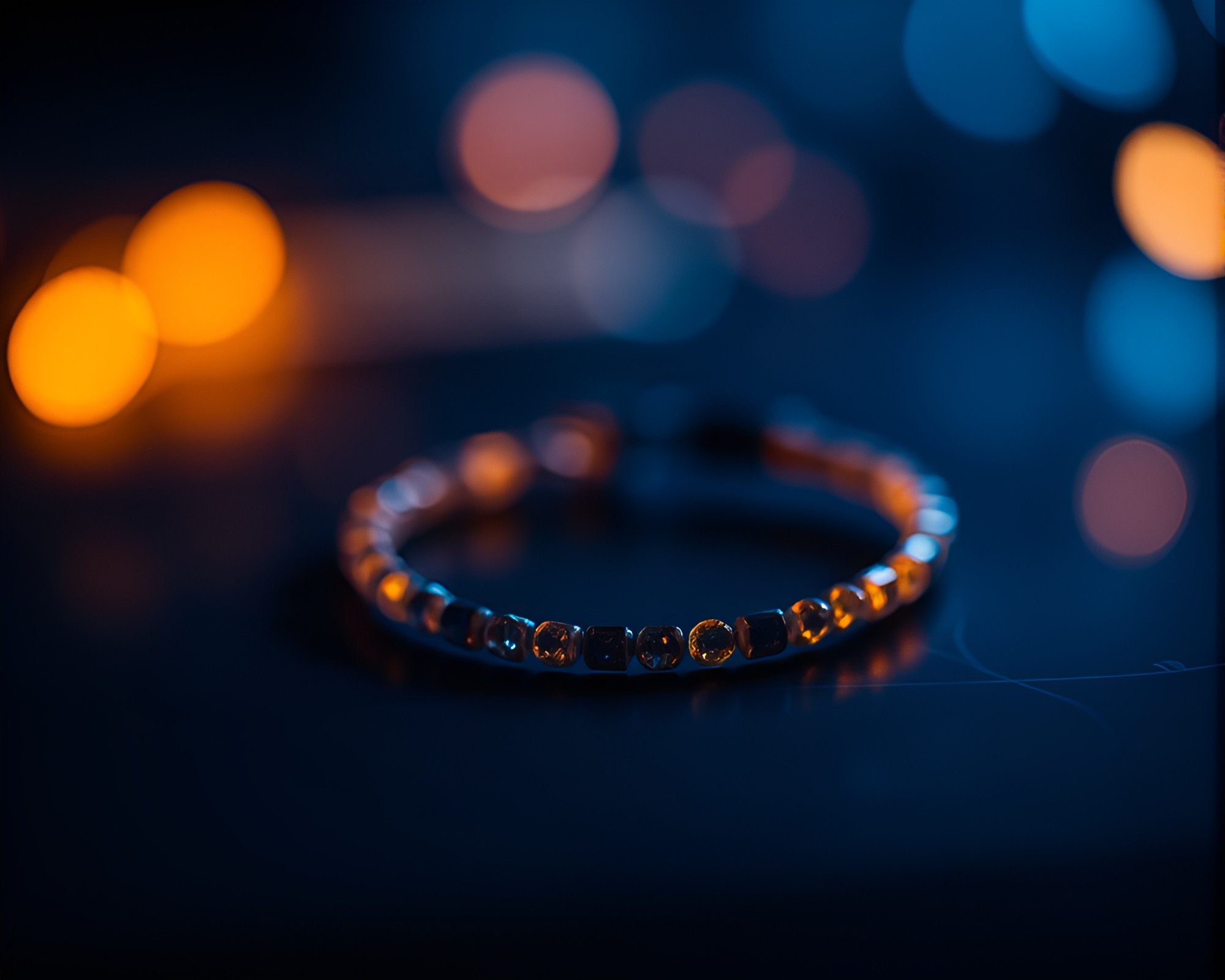 Dreamy Bracelet Photo with Shallow Focus Blueprint Style – free AI stock image