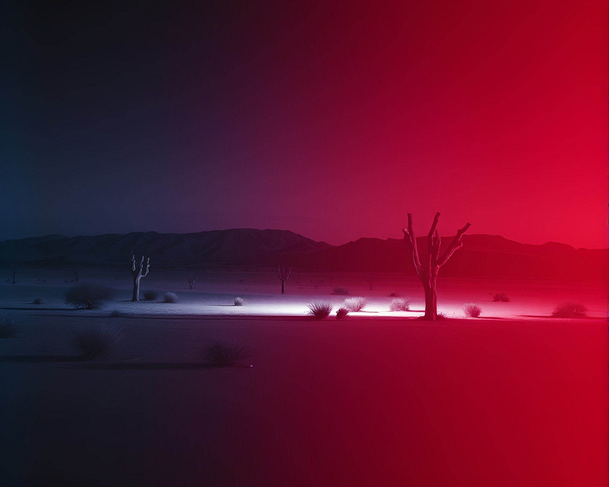 Desert Mirage: Red-Blue Duotone Long Exposure Photography – free AI stock image