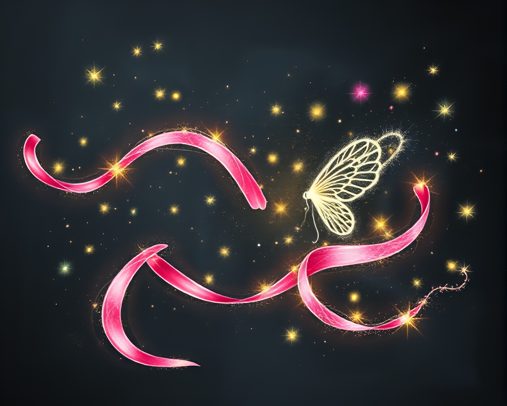 Fairy Light Chalk Scrawls with Satin Ribbon – free AI stock image