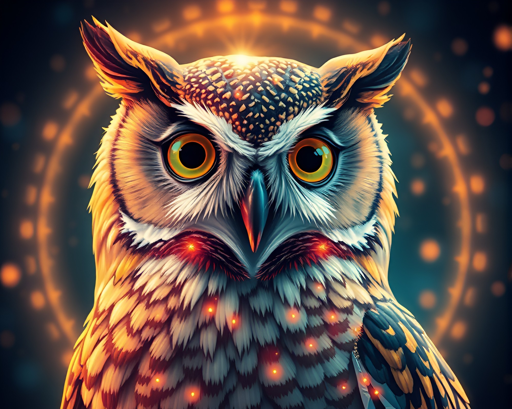 Futuristic Owl Fashion Illustration with Scan Lines – free AI stock image