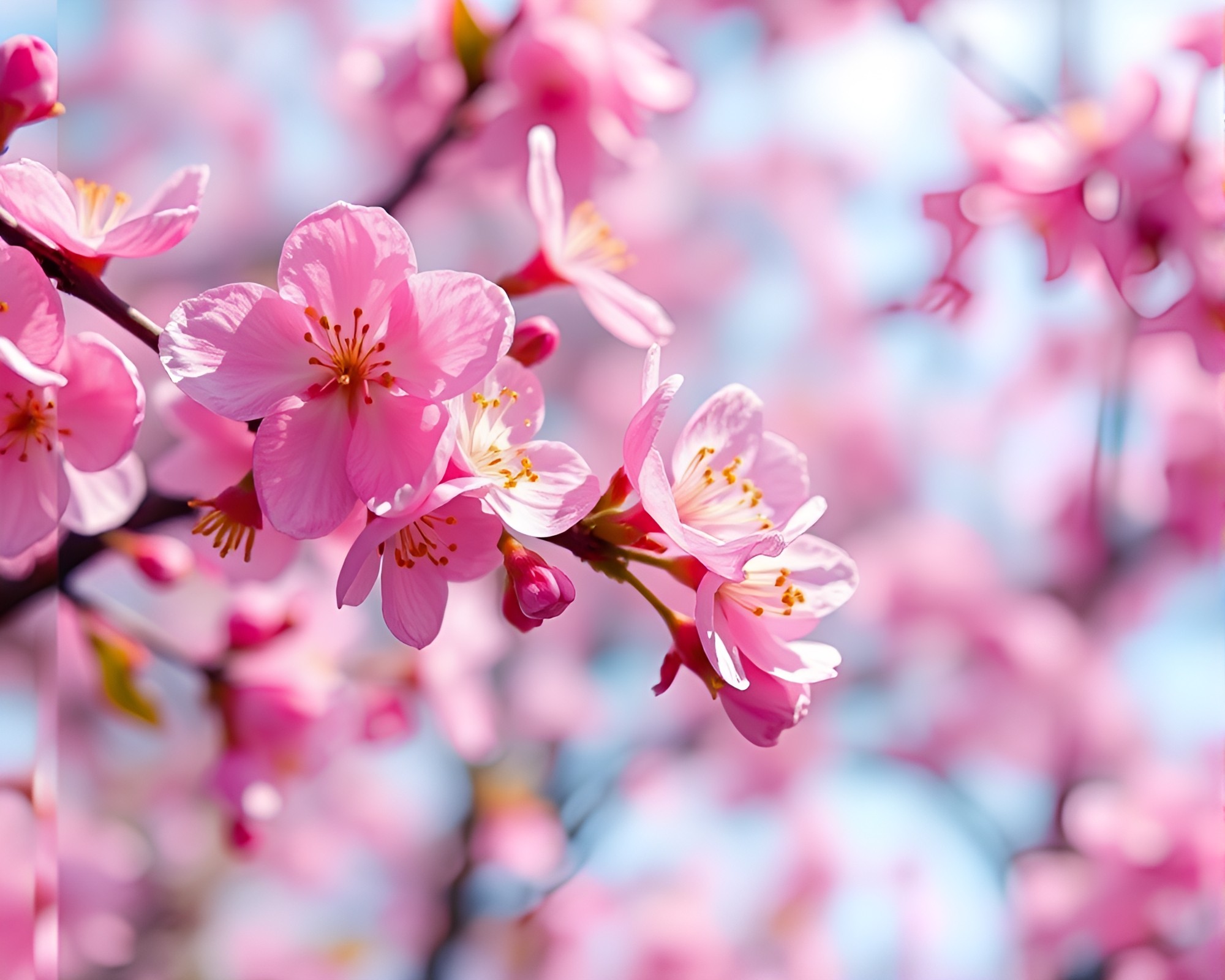 Glitch art spring blossom with Dutch angle twist – free AI stock image
