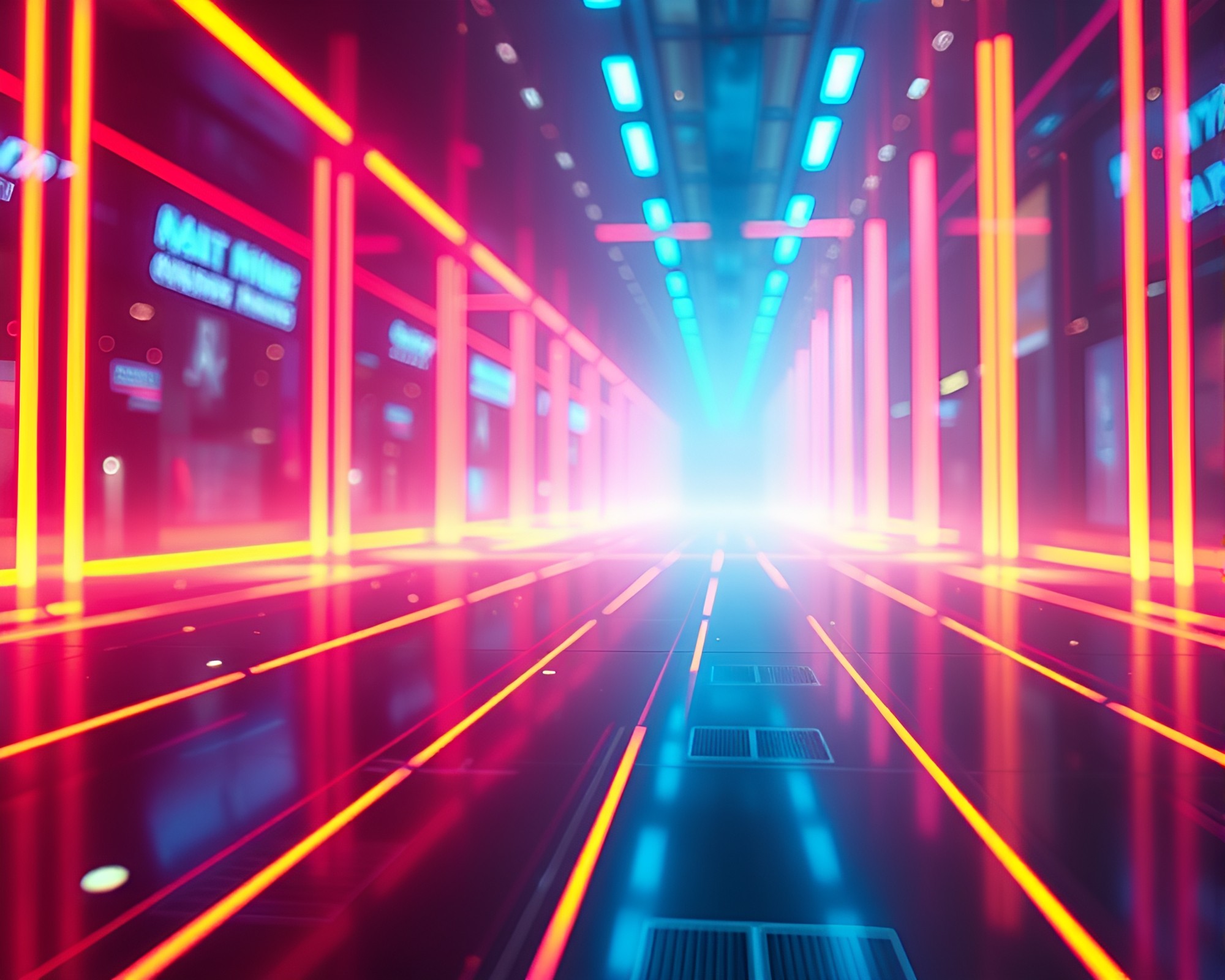 Futuristic Augmented Reality Neon Cityscape Illustration – free AI stock image