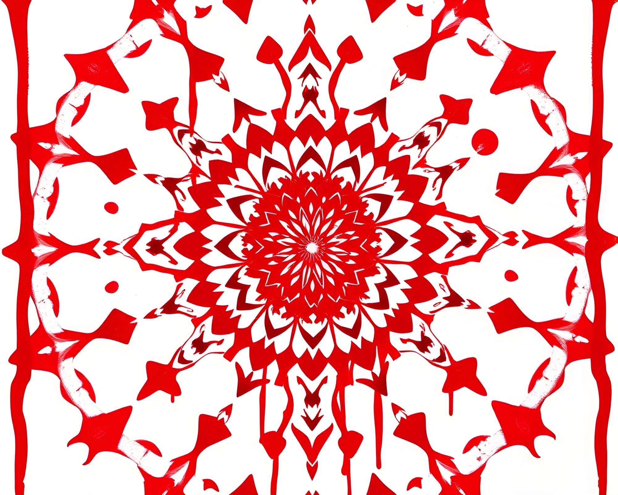 Intricate Ruby Red Mandala with Spray Paint Drips – free AI stock image