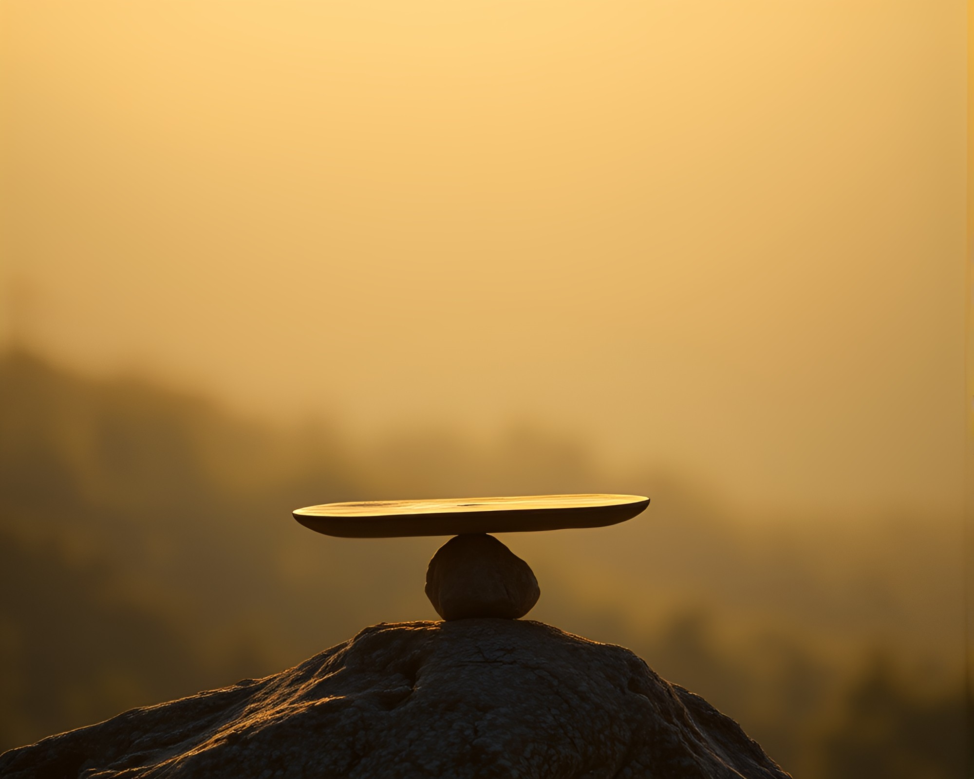 Sunrise on Desert Plateau with Bokeh Effect – free AI stock image