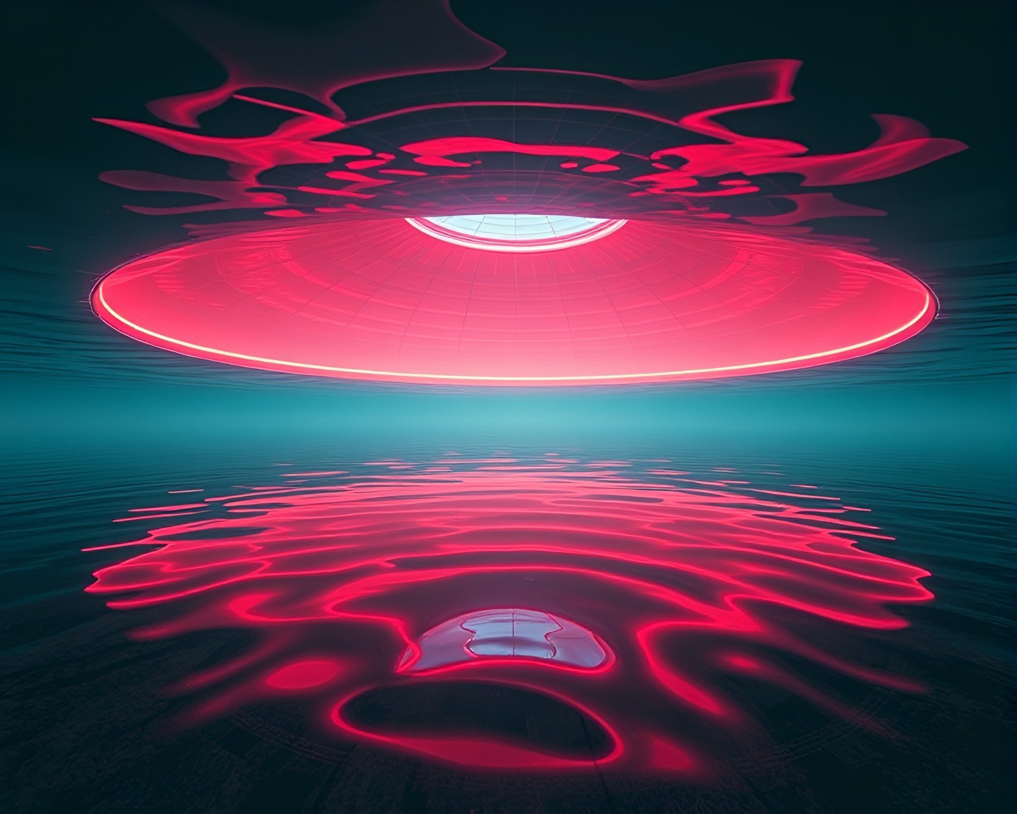 Neon Underwater Dome in Retro Futurism Style – free AI stock image