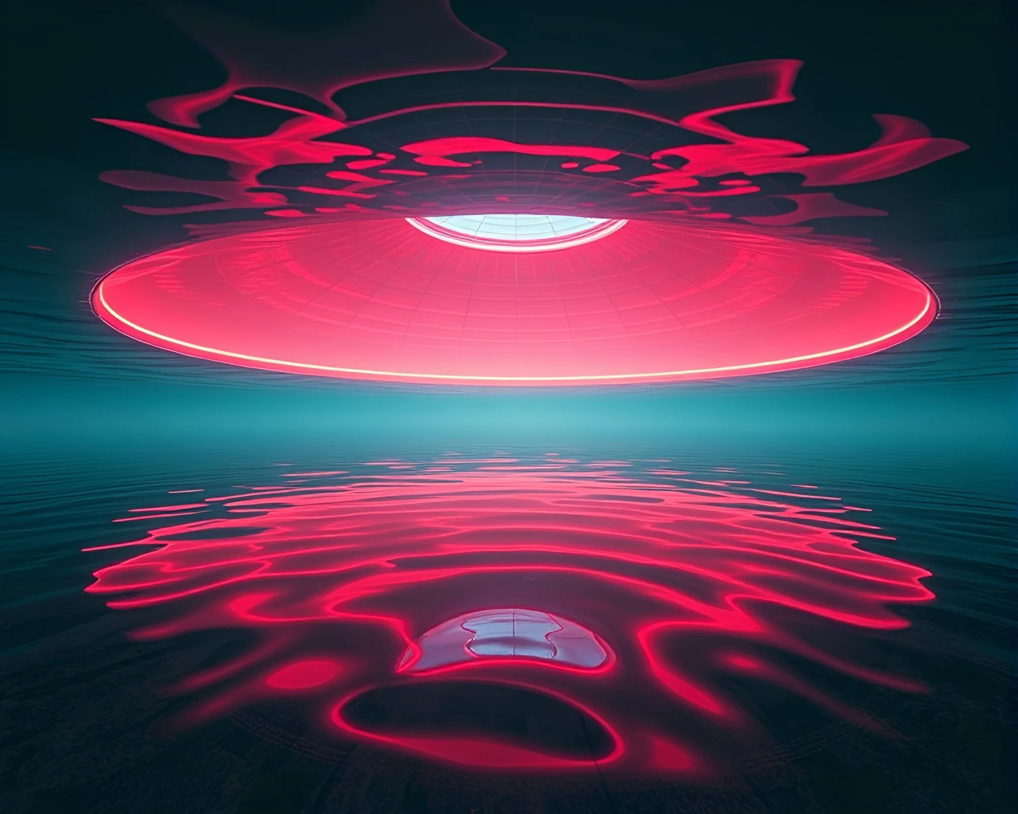 Neon Underwater Dome in Retro Futurism Style