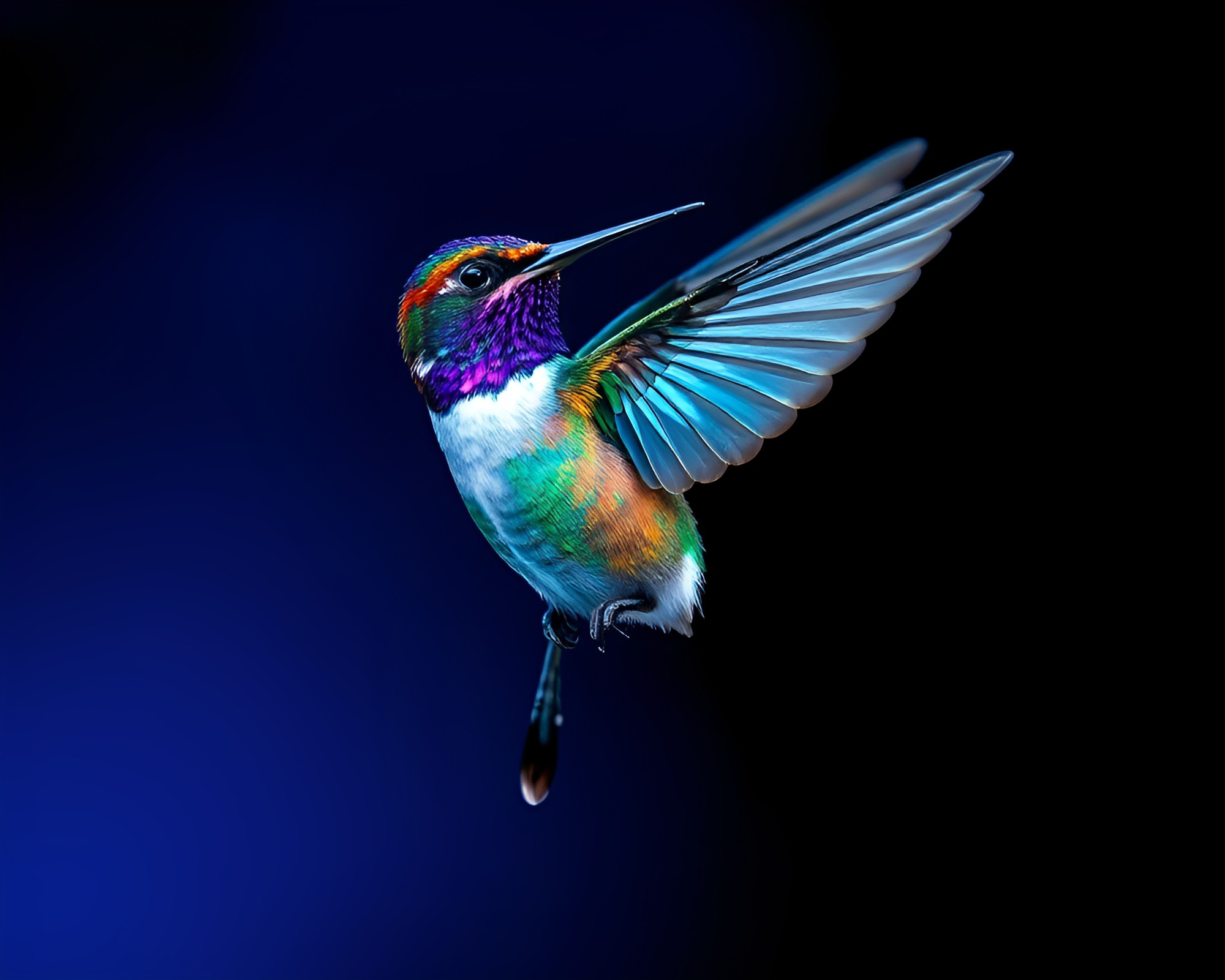Pixelated Hummingbird Study in Sapphire Tones – free AI stock image