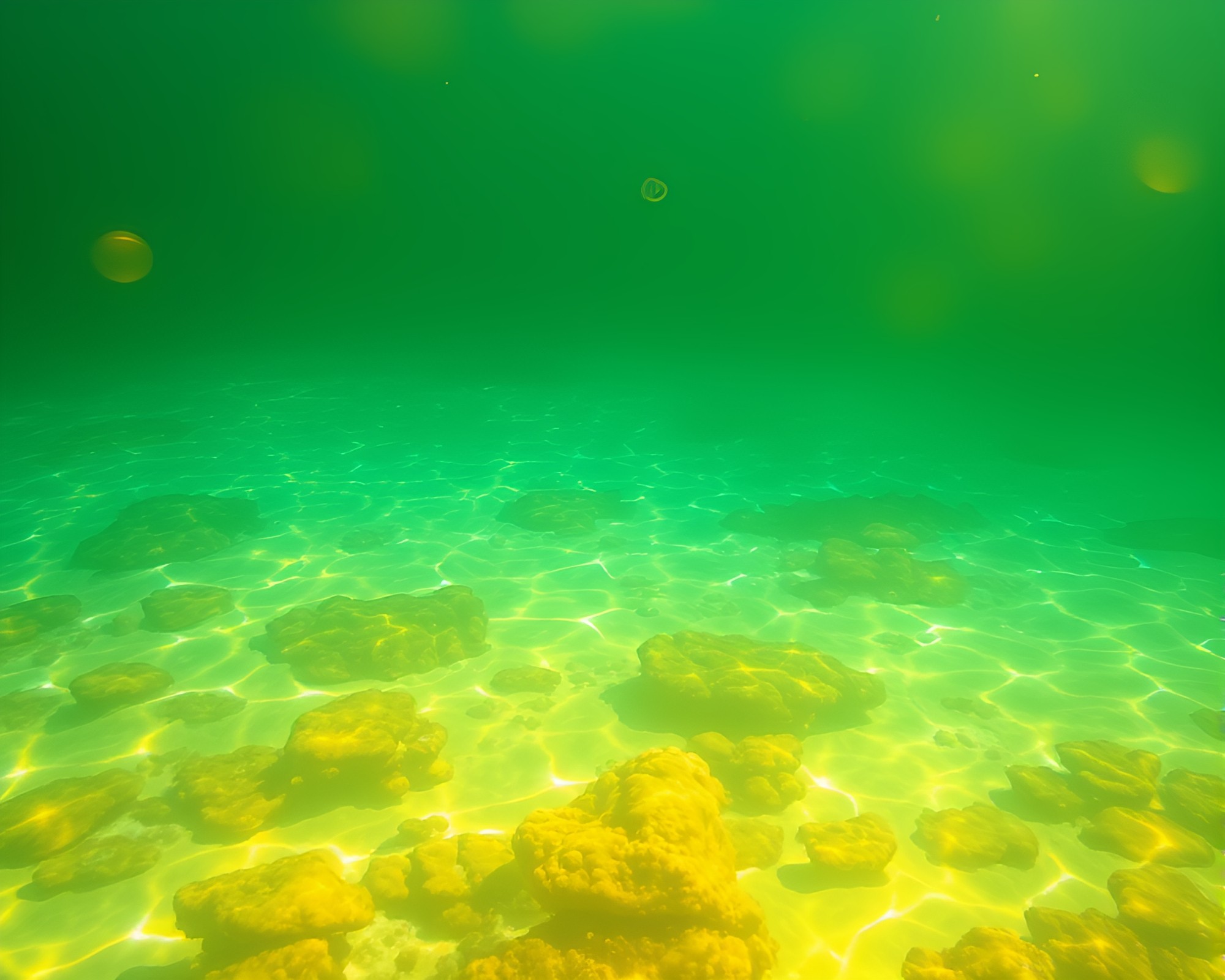 Coral Atoll Glimmers: Mustard Yellow Stained Glass – free AI stock image