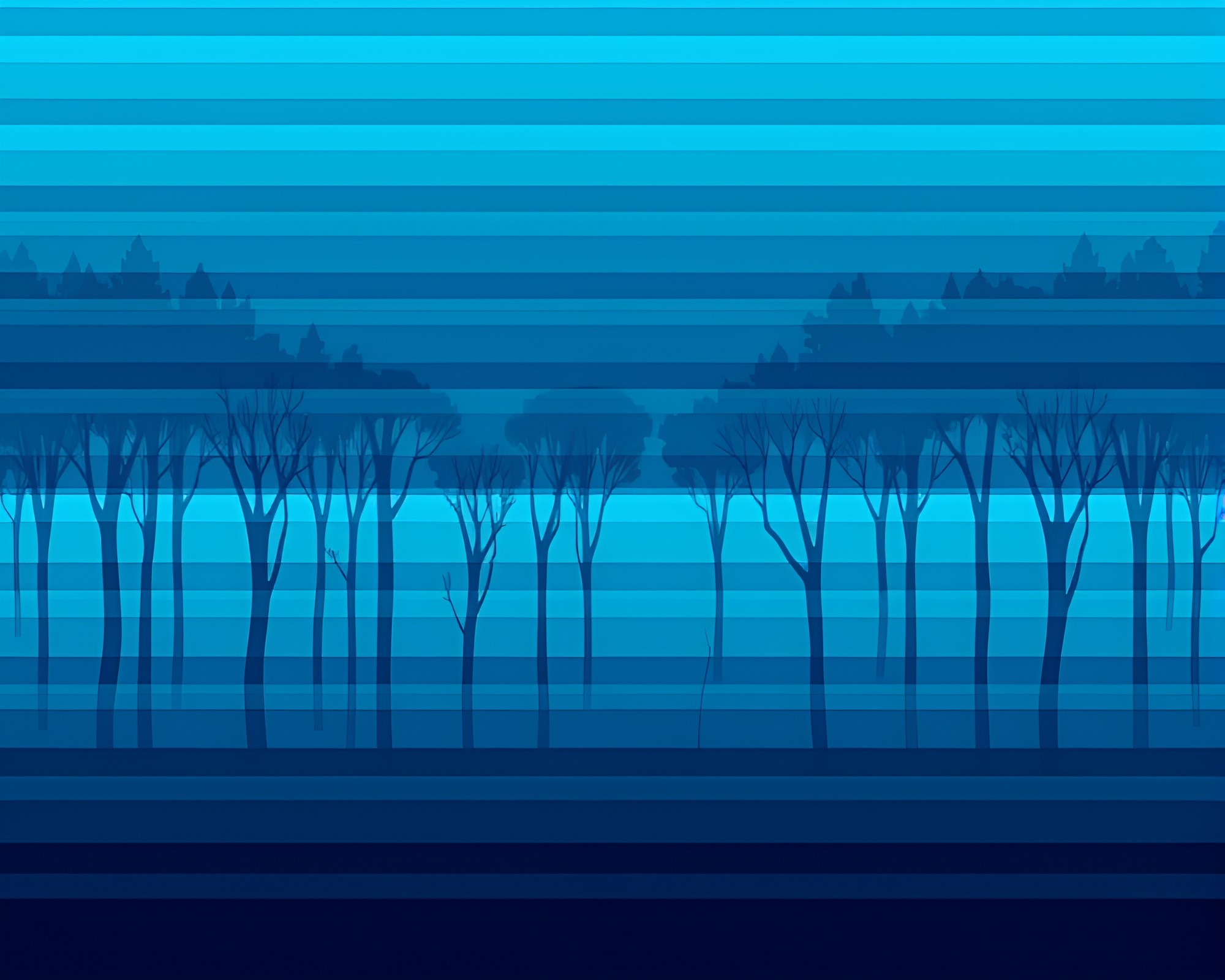 Bioluminescent Striped Forest: Ocean-Blue Abstraction – free AI stock image