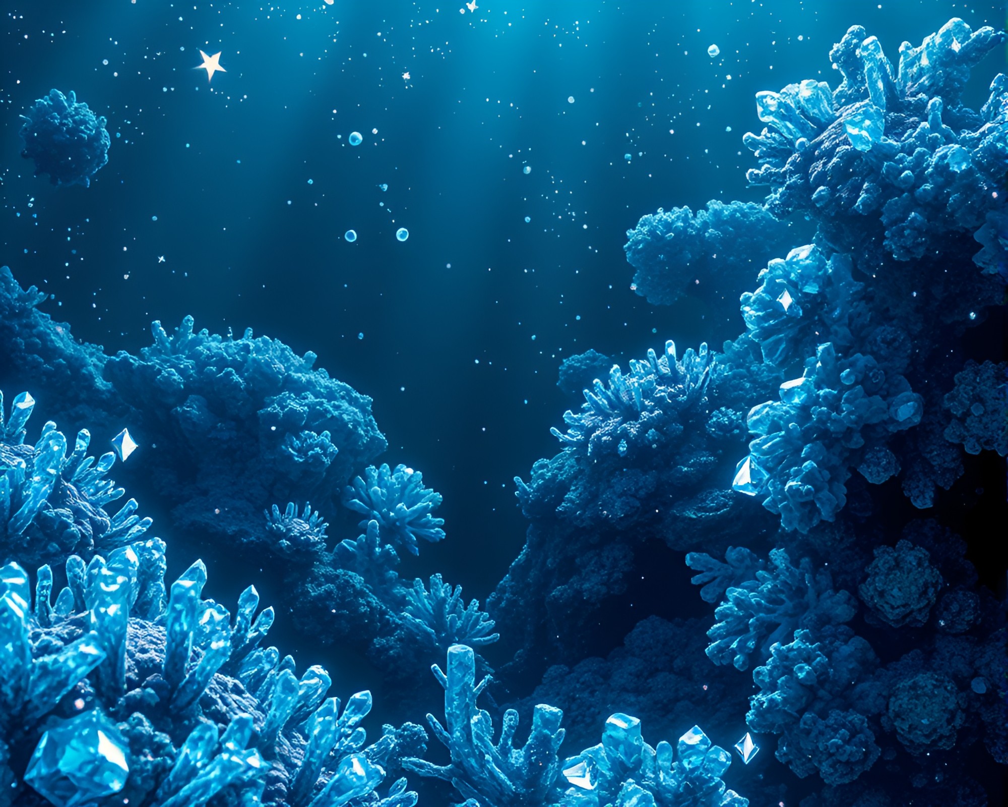 Frozen Coral Coral Reef in Anime Noir Style – free AI stock image