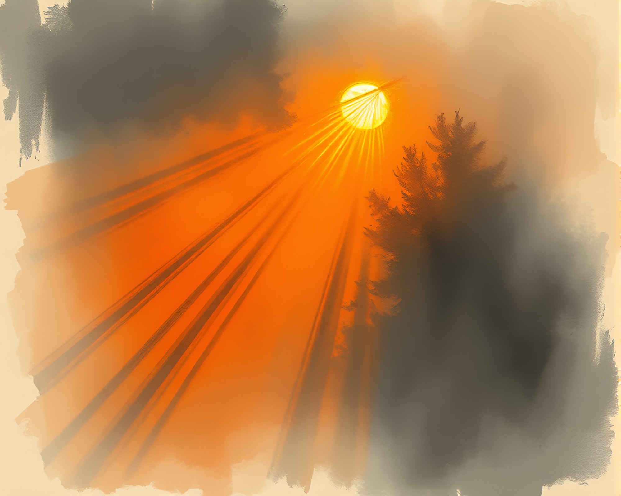 Intricate Laser Beams Charcoal Sketch – free AI stock image
