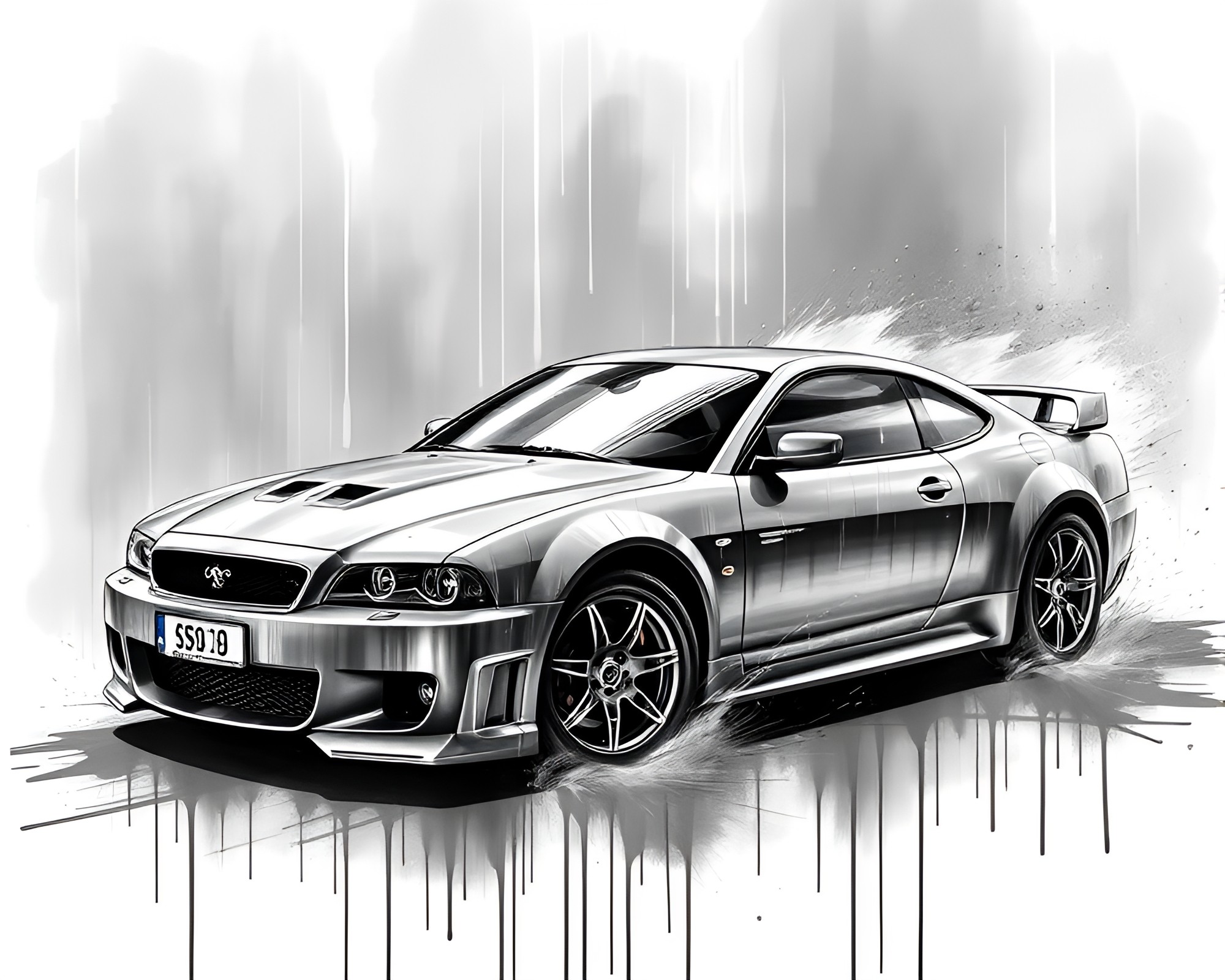 Graffiti Hover Car in ASCII Art Style – free AI stock image