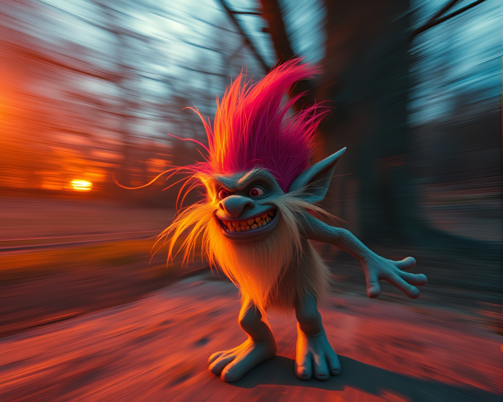 Troll Hunter in Golden Dusk with Thermal Vision Blur – free AI stock image