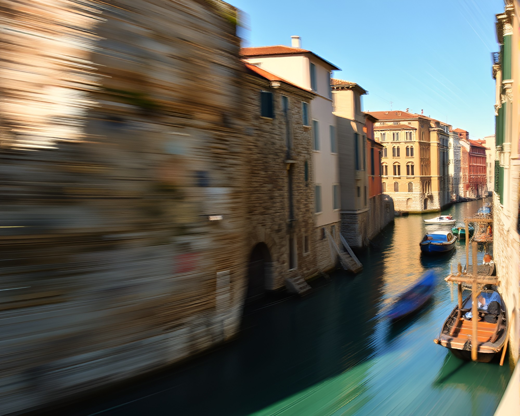 Manga-style Venetian Canal Motion Blur Fantasy – free AI stock image