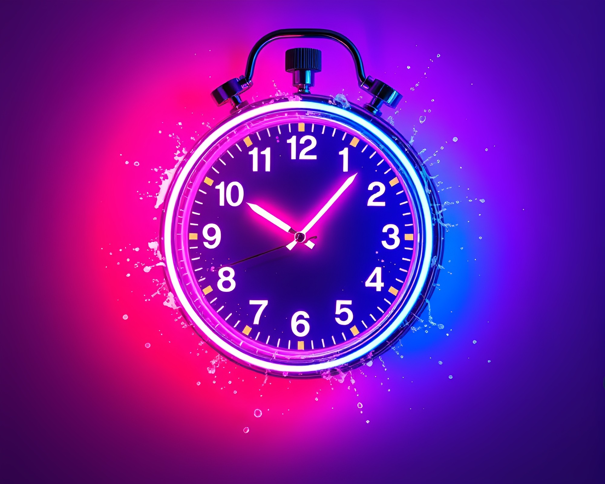 Neon Chrono Clock in Polar Twilight – free AI stock image