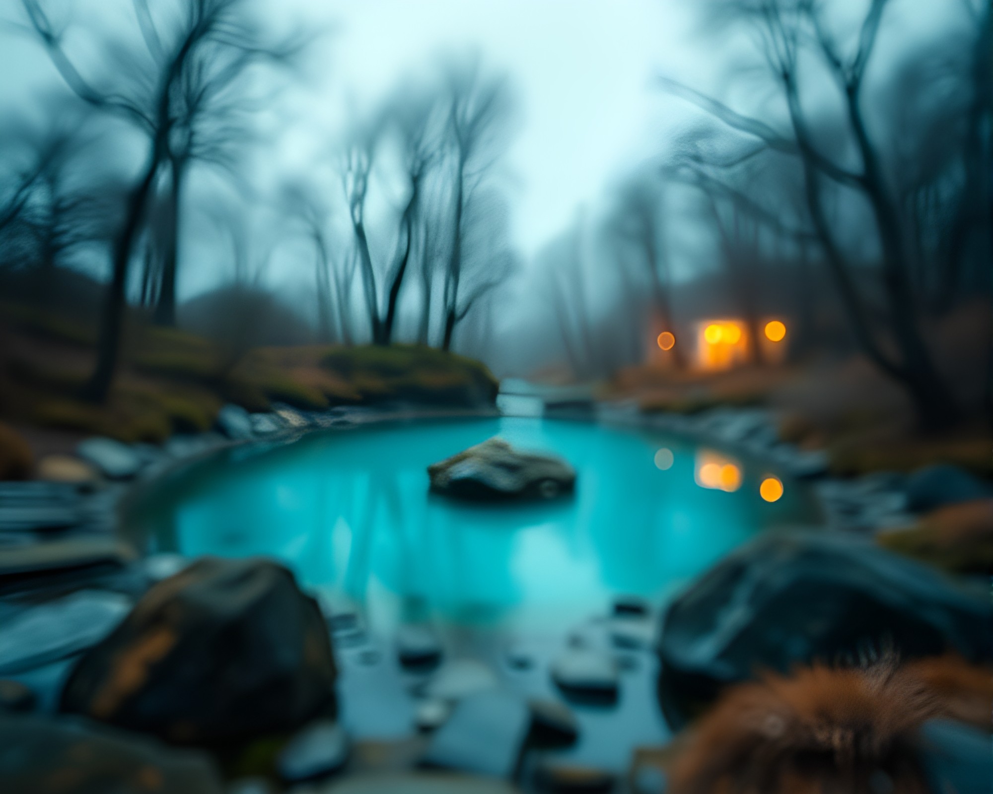 Teal Serenity Magic Circle Tilt-Shift Miniature – free AI stock image