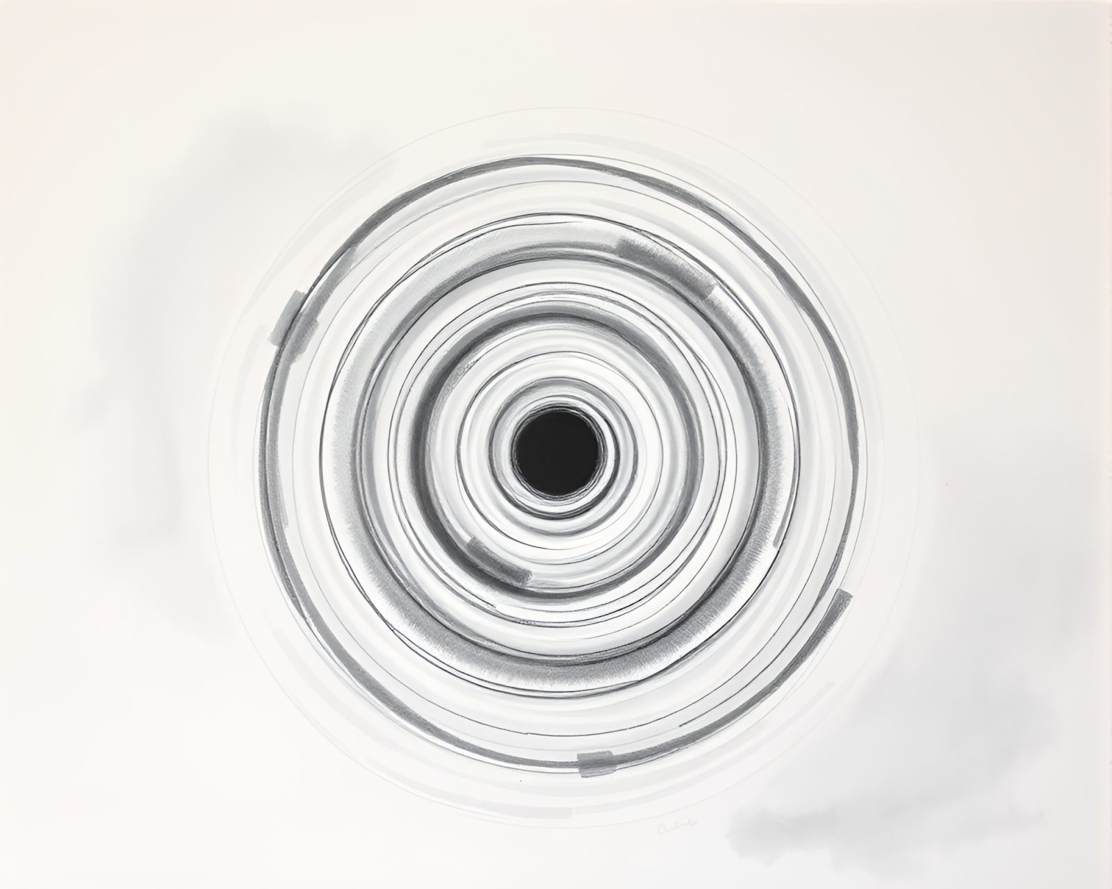 Chalk drawing of a violin surrounded by concentric circles