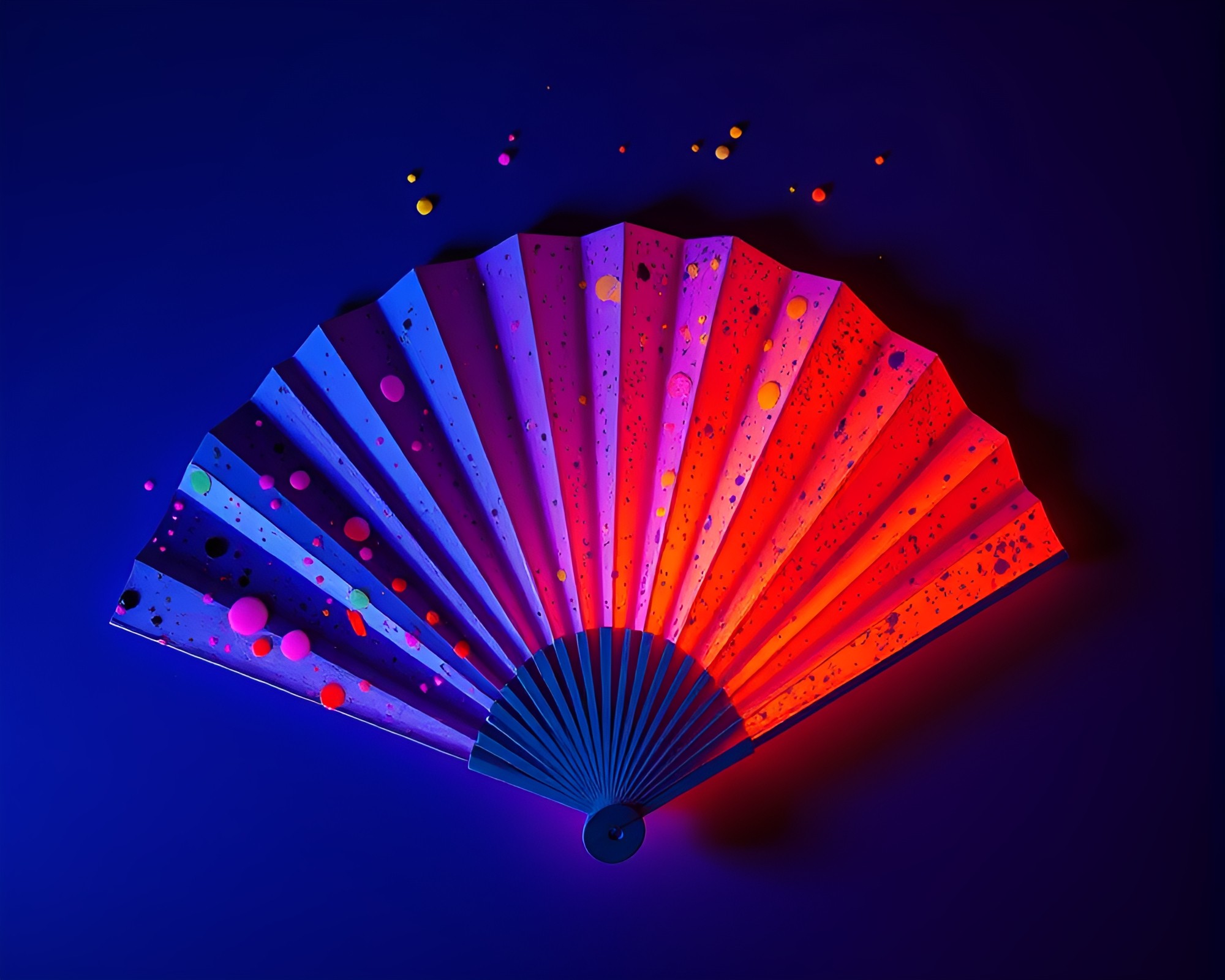 Neon Hand-Painted Fan Under Thermal Imaging Light – free AI stock image