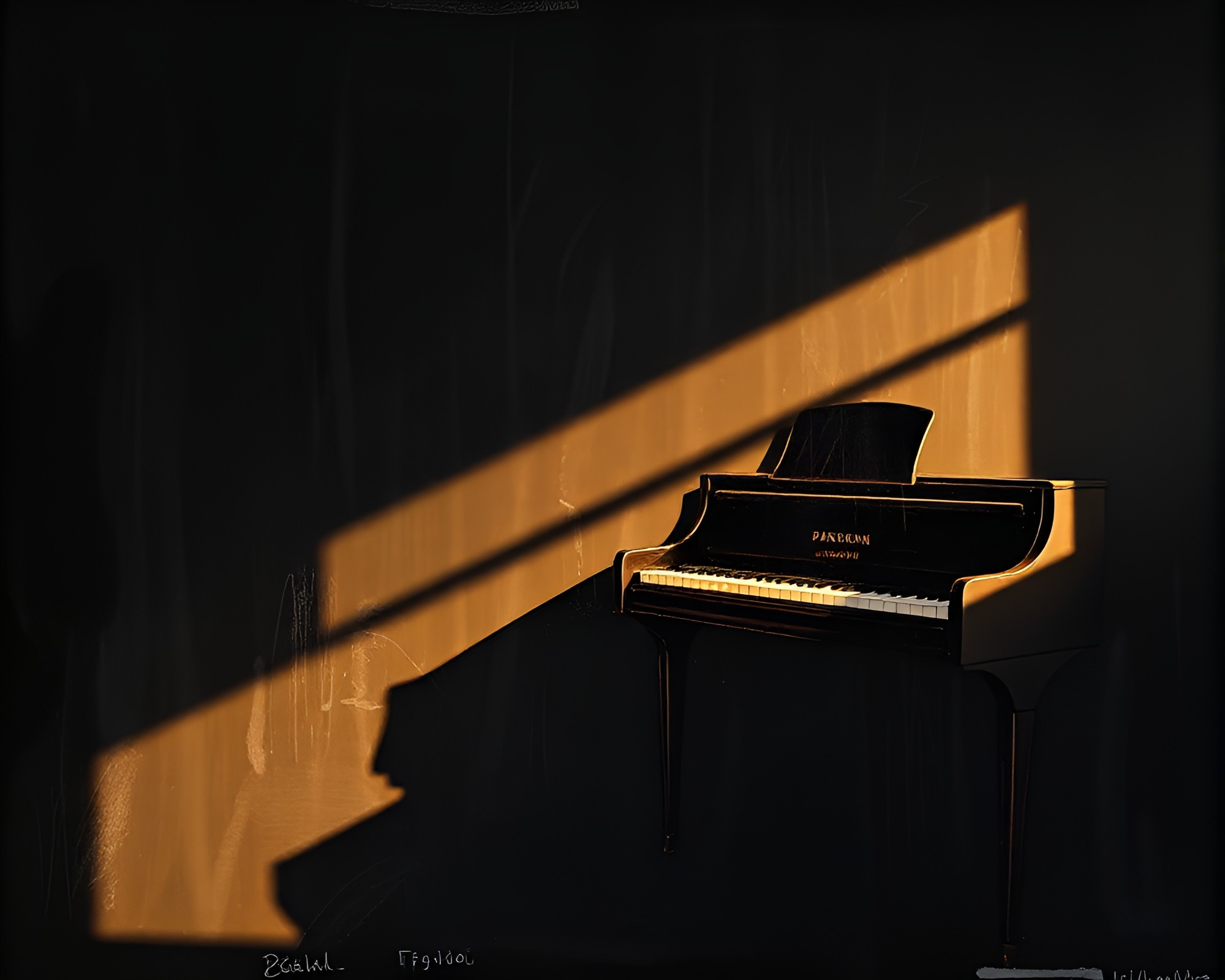 Piano Sonata in Chalk: Golden Hour Harmony – free AI stock image