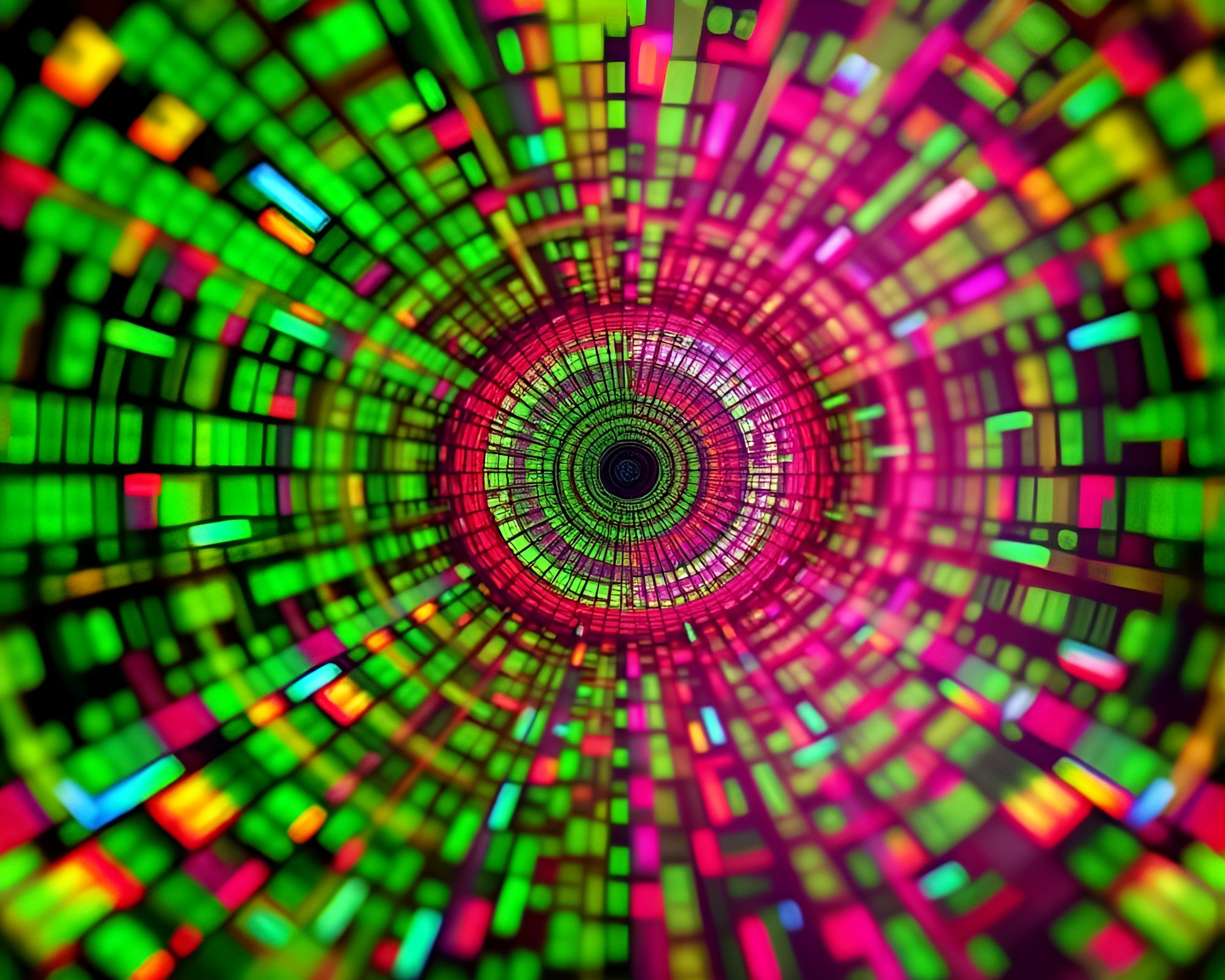 Binary Code Hologram Glitch: Worm’s Eye View – free AI stock image